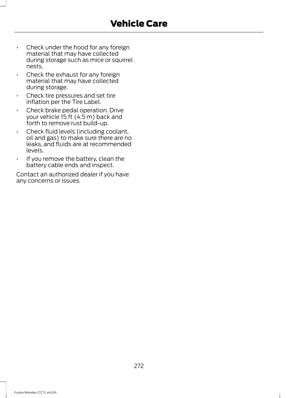 Vehicle care | FORD 2015 Fusion User Manual | Page 275 / 488