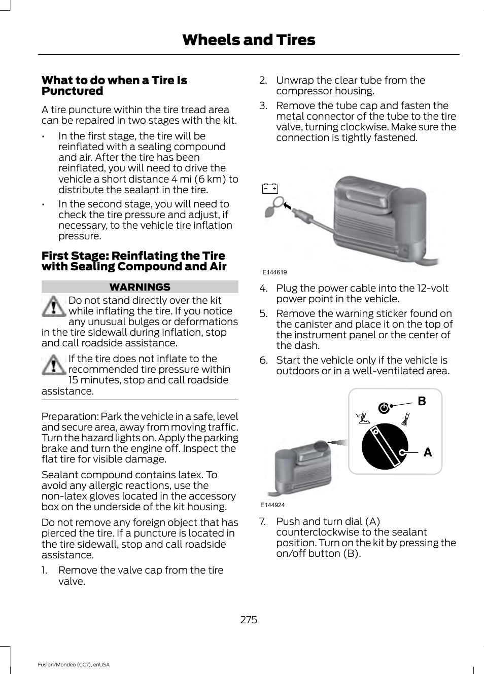 Wheels and tires | FORD 2015 Fusion User Manual | Page 278 / 488