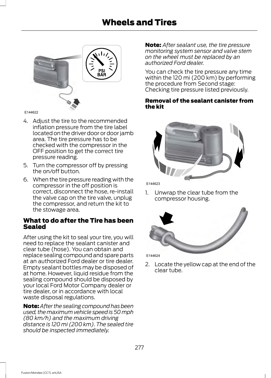 Wheels and tires | FORD 2015 Fusion User Manual | Page 280 / 488