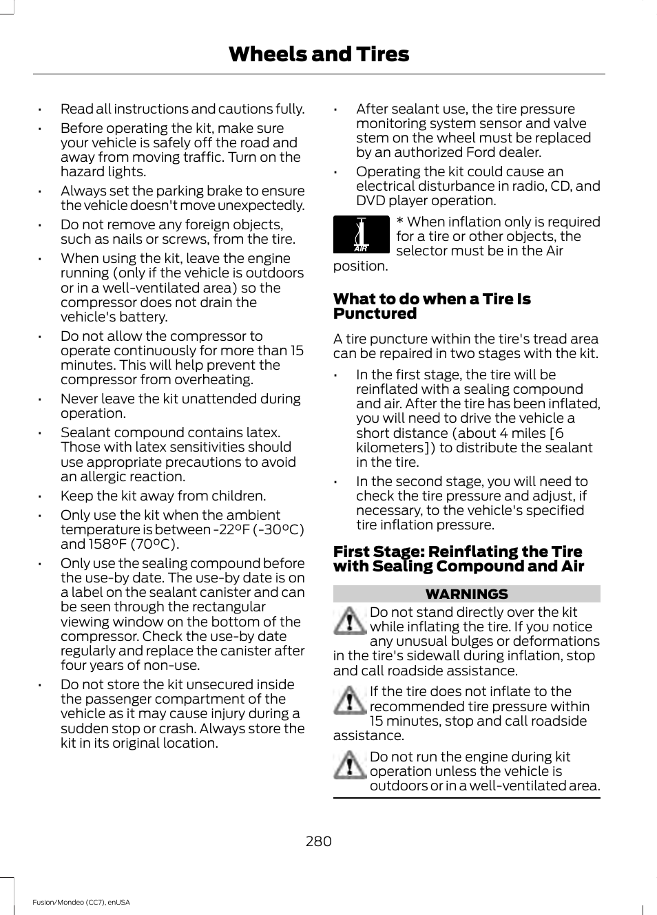 Wheels and tires | FORD 2015 Fusion User Manual | Page 283 / 488