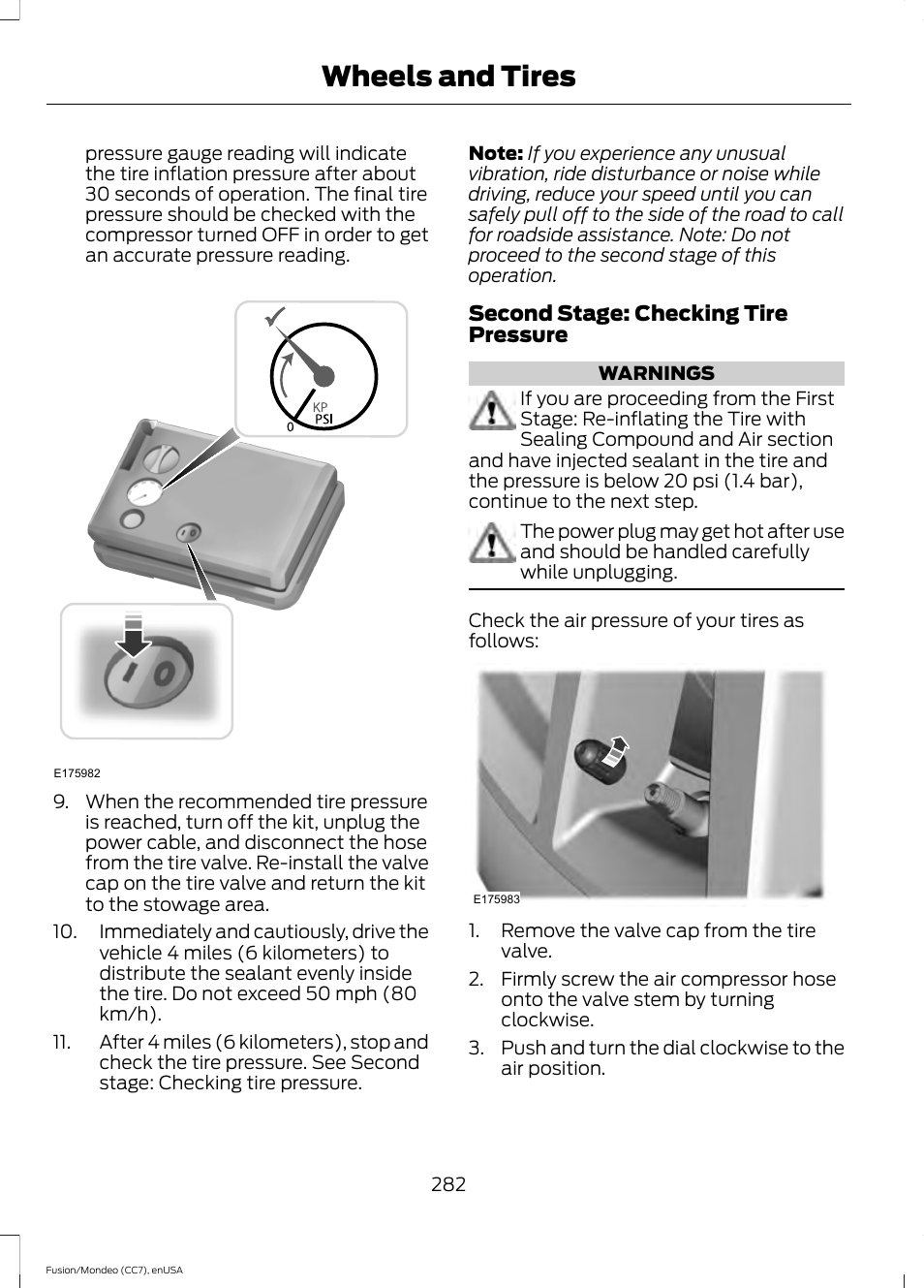 Wheels and tires | FORD 2015 Fusion User Manual | Page 285 / 488