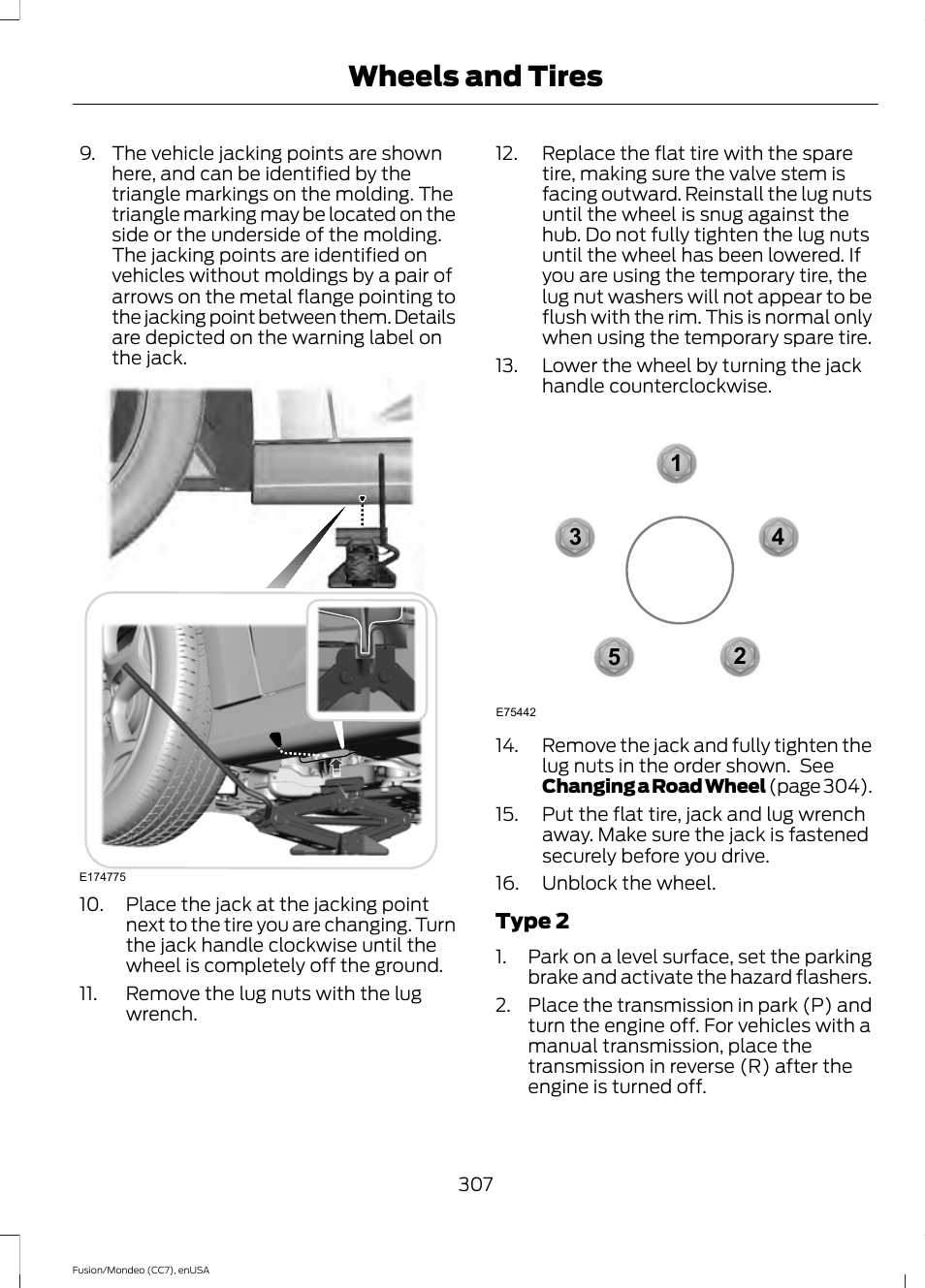 Wheels and tires | FORD 2015 Fusion User Manual | Page 310 / 488