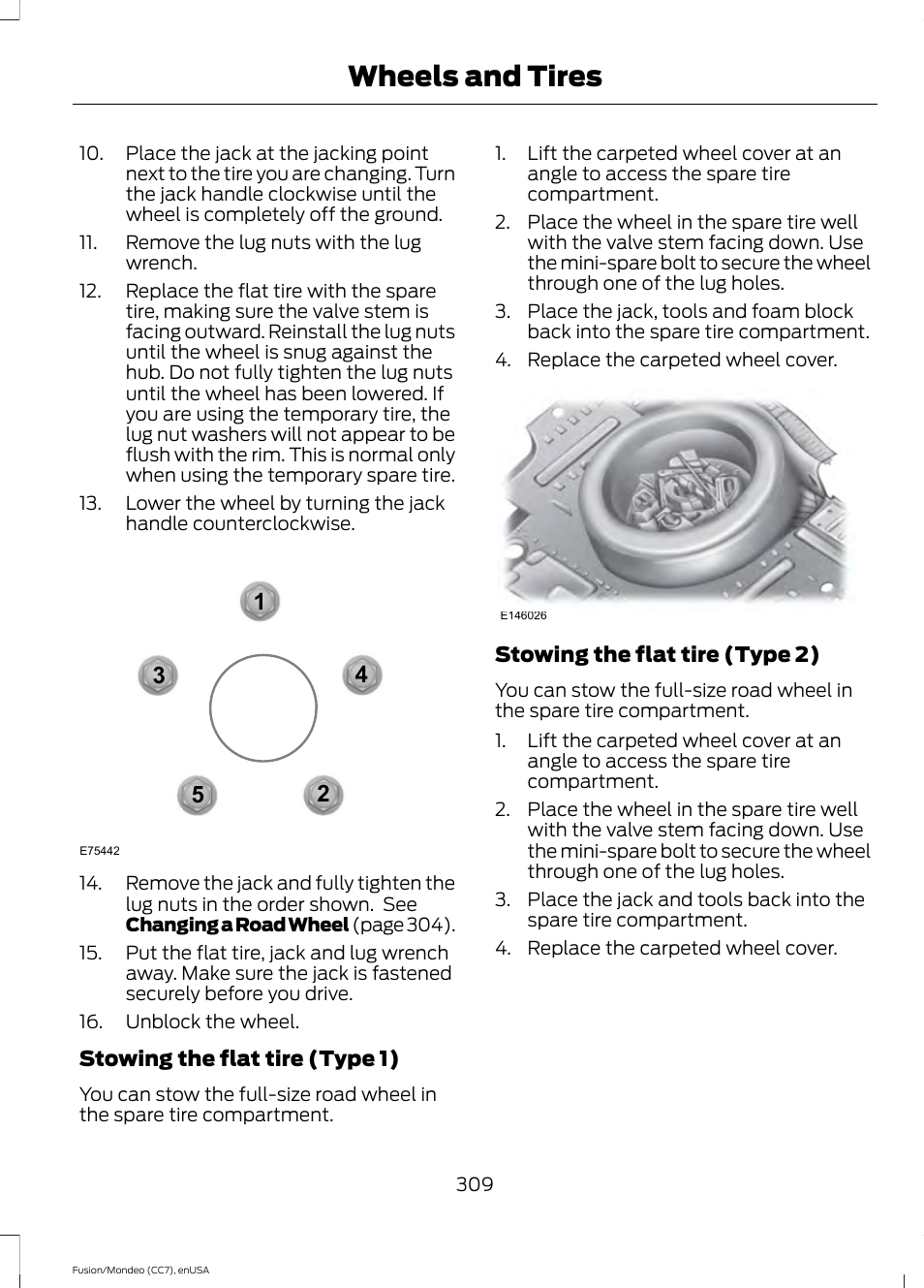 Wheels and tires | FORD 2015 Fusion User Manual | Page 312 / 488