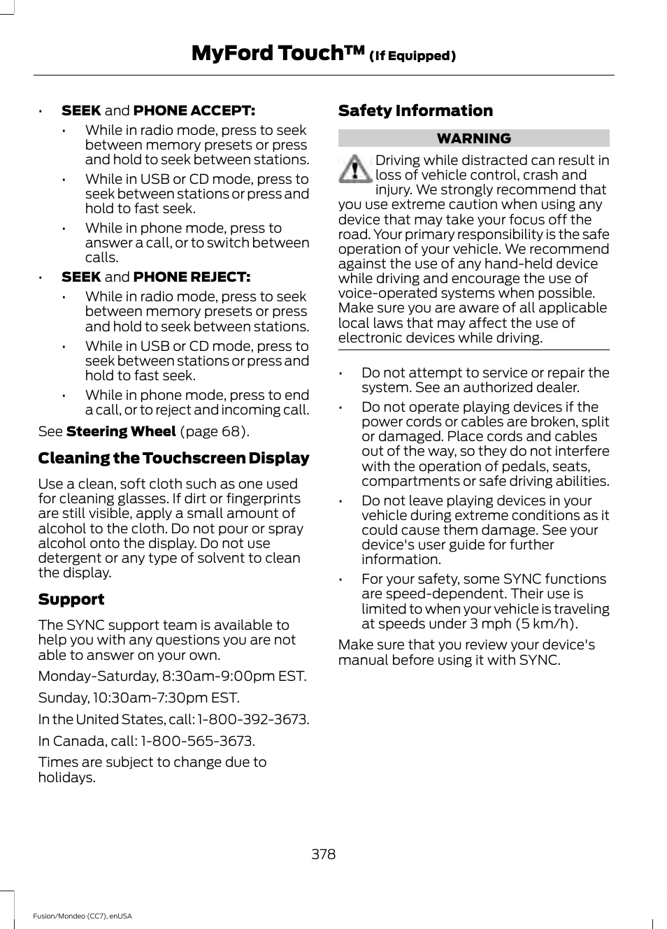 Myford touch | FORD 2015 Fusion User Manual | Page 381 / 488