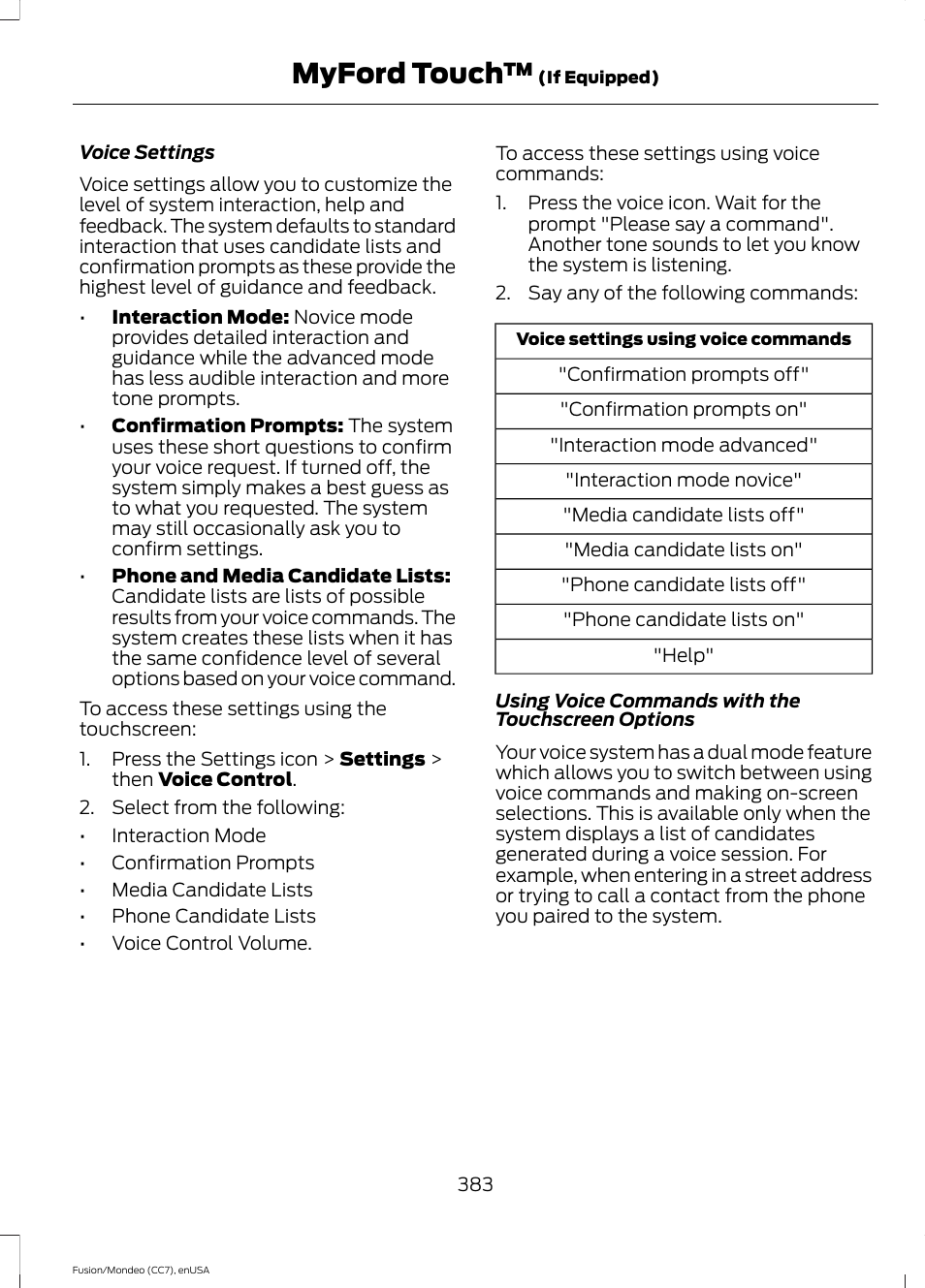 Myford touch | FORD 2015 Fusion User Manual | Page 386 / 488