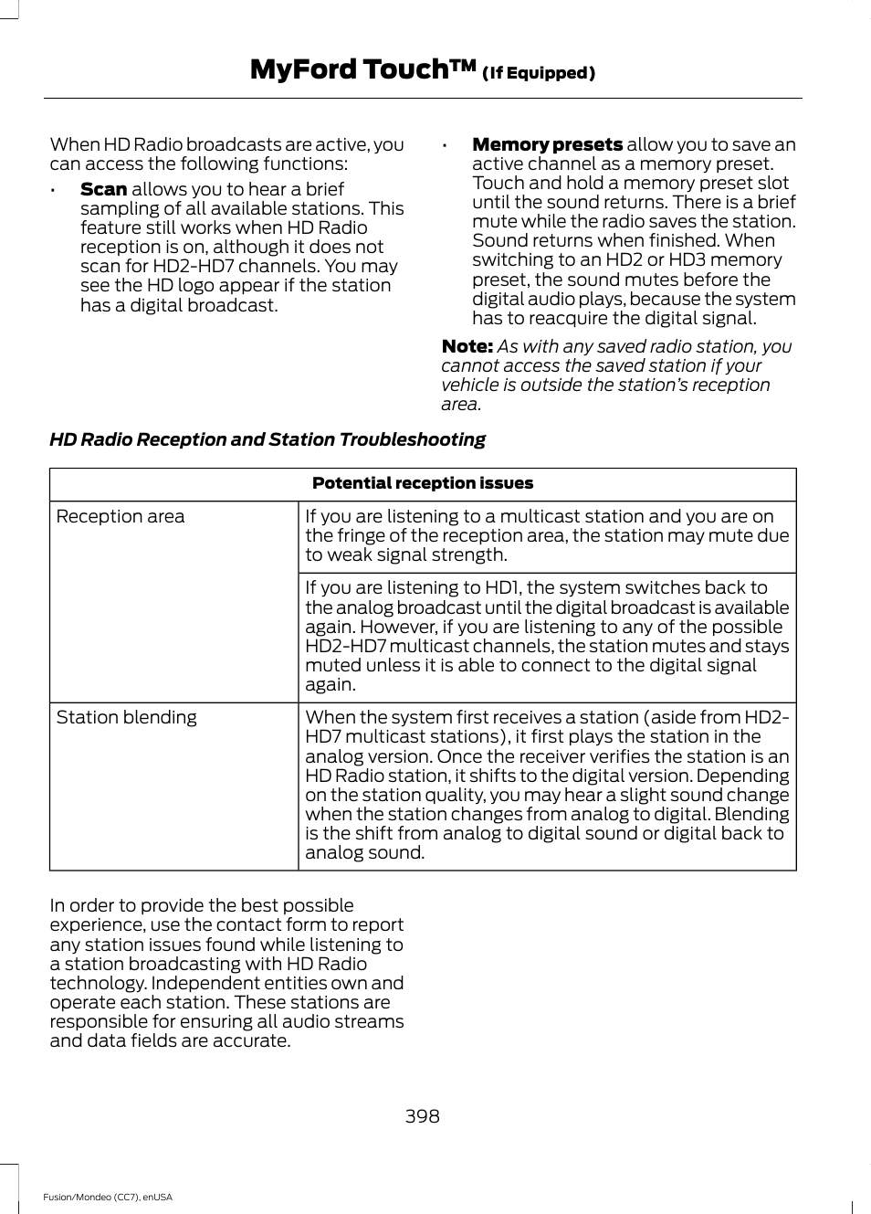 Myford touch | FORD 2015 Fusion User Manual | Page 401 / 488