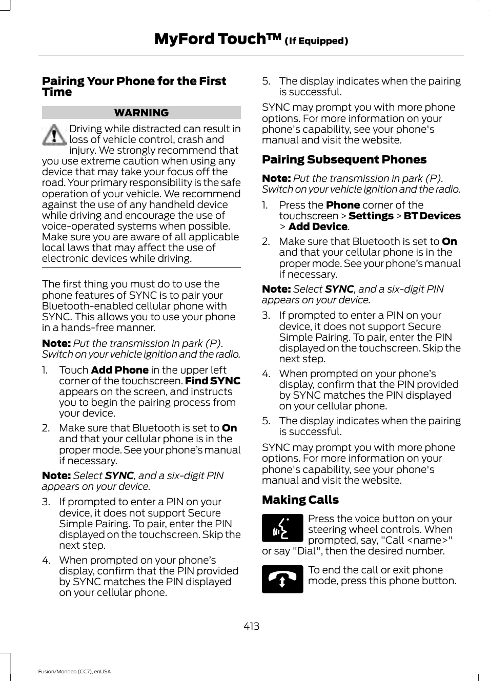 Myford touch | FORD 2015 Fusion User Manual | Page 416 / 488