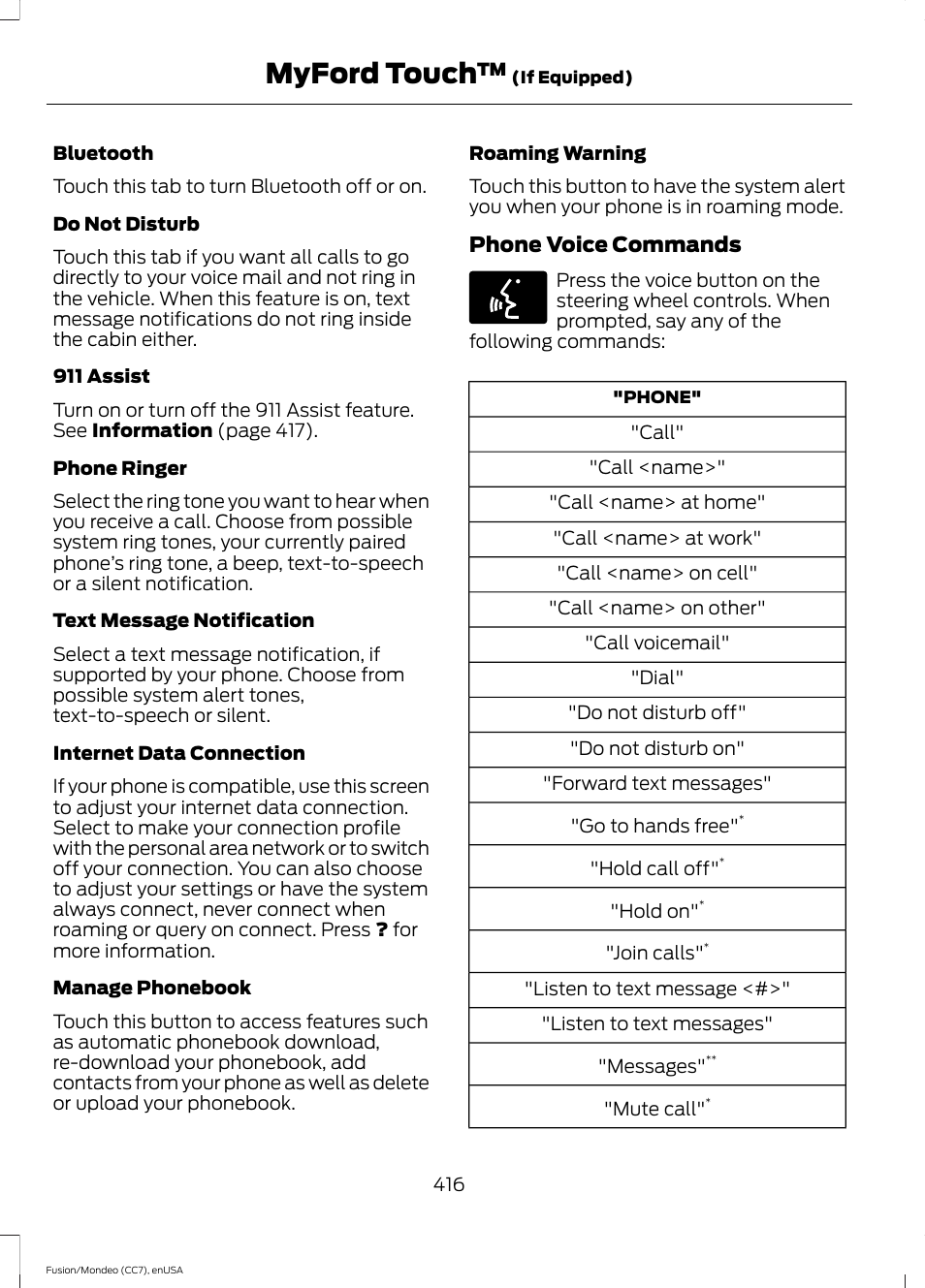 Myford touch | FORD 2015 Fusion User Manual | Page 419 / 488