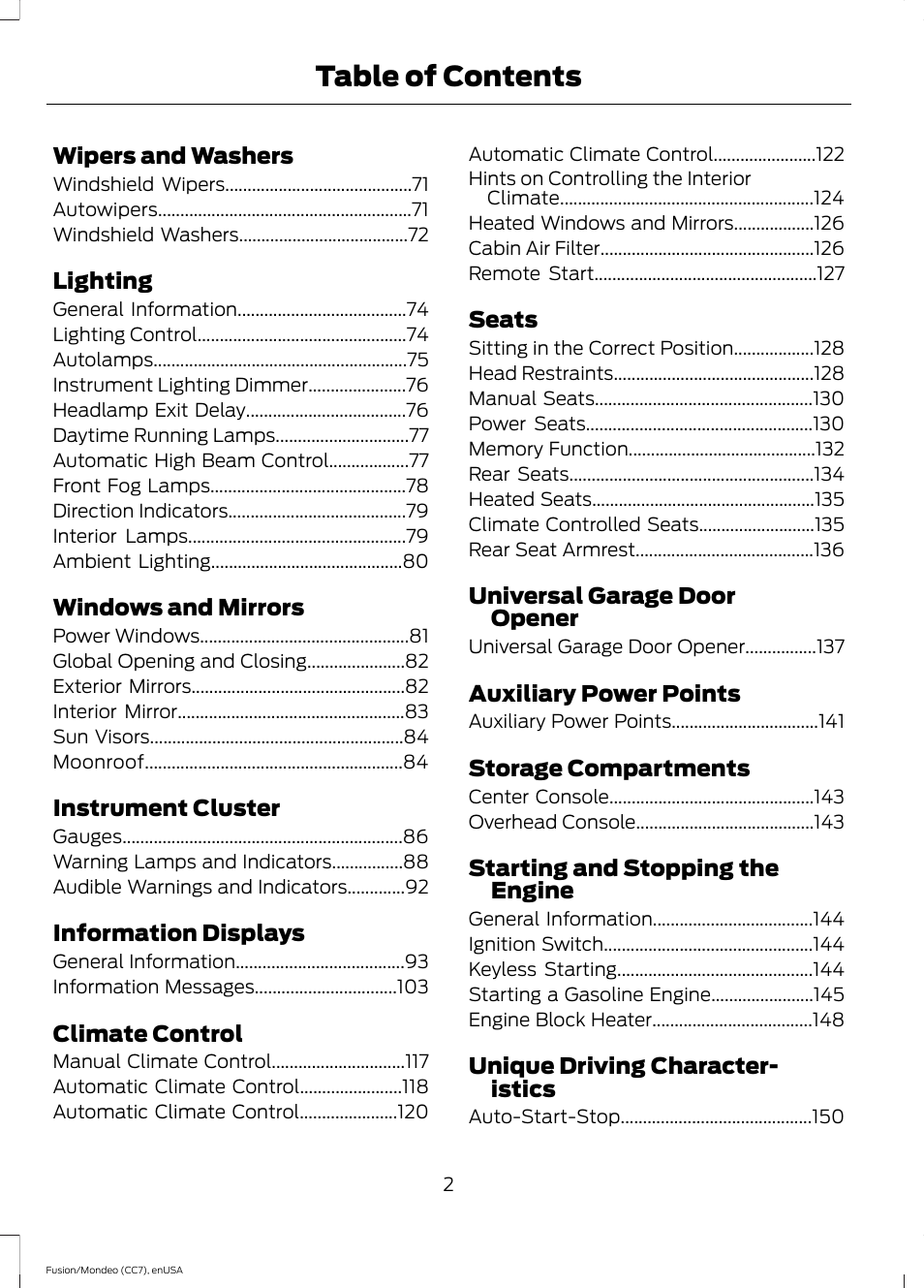 FORD 2015 Fusion User Manual | Page 5 / 488