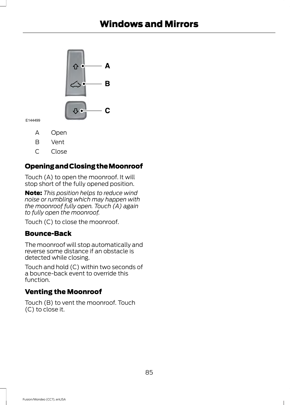 Windows and mirrors | FORD 2015 Fusion User Manual | Page 88 / 488