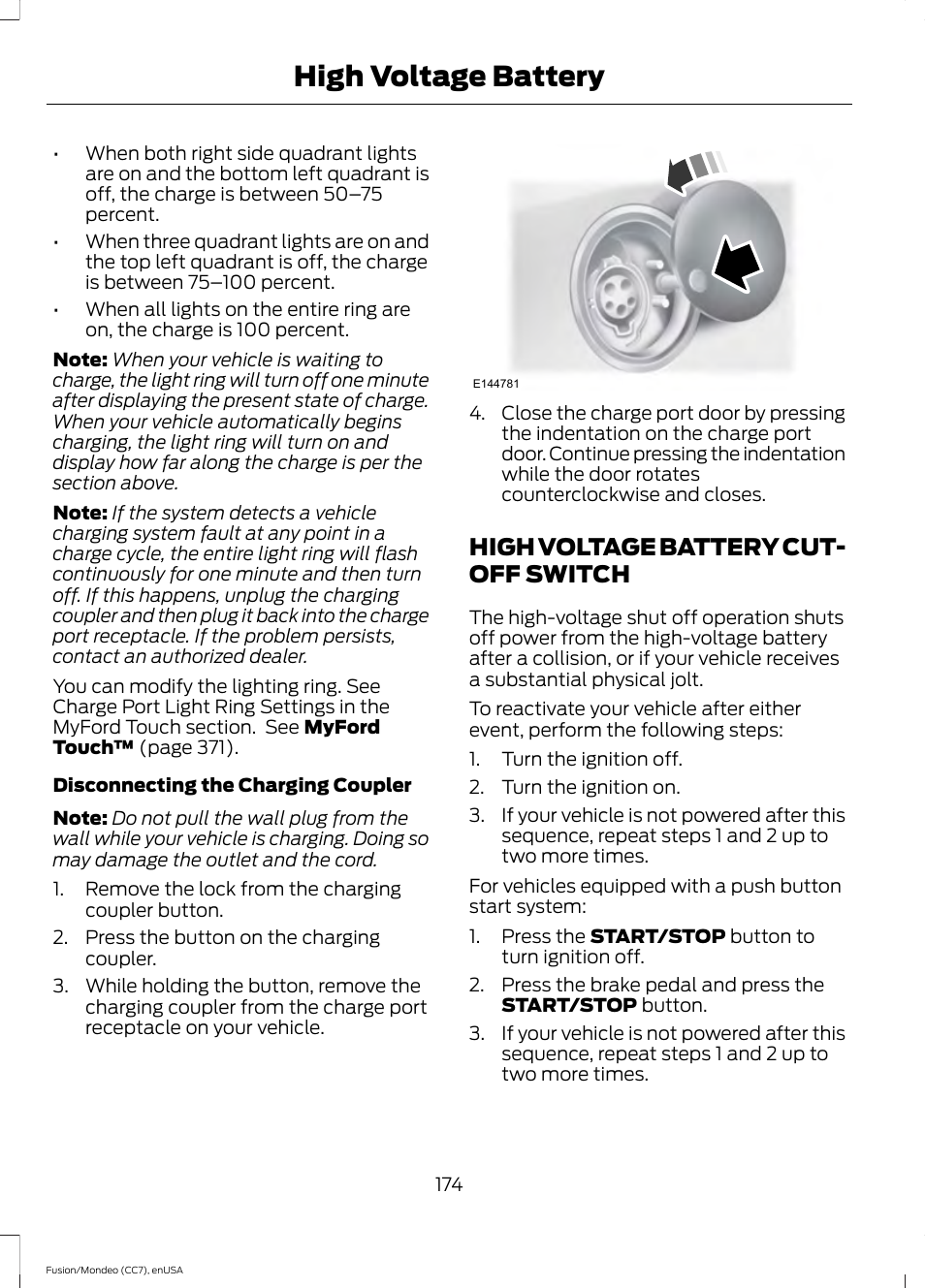 High voltage battery cut-off switch, High voltage battery cut-off, Switch | High voltage battery, High voltage battery cut- off switch | FORD 2015 Fusion Hybrid User Manual | Page 177 / 498