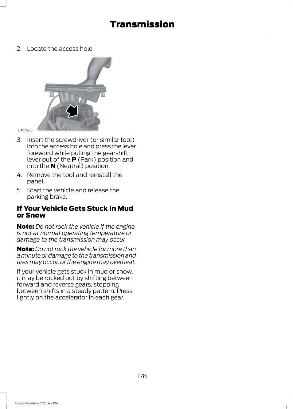 Transmission | FORD 2015 Fusion Hybrid User Manual | Page 181 / 498