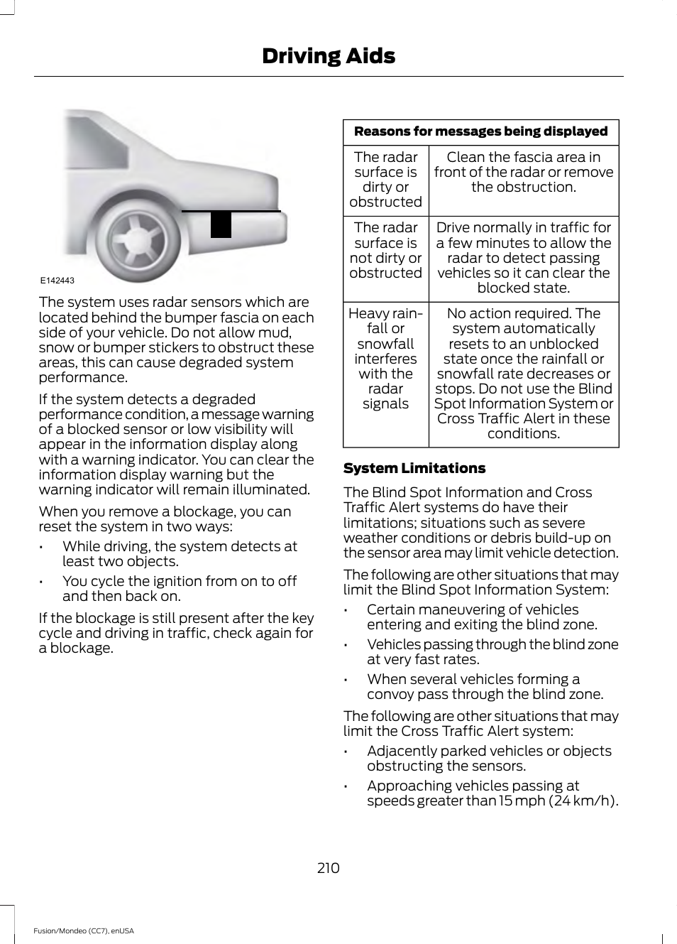 Driving aids | FORD 2015 Fusion Hybrid User Manual | Page 213 / 498