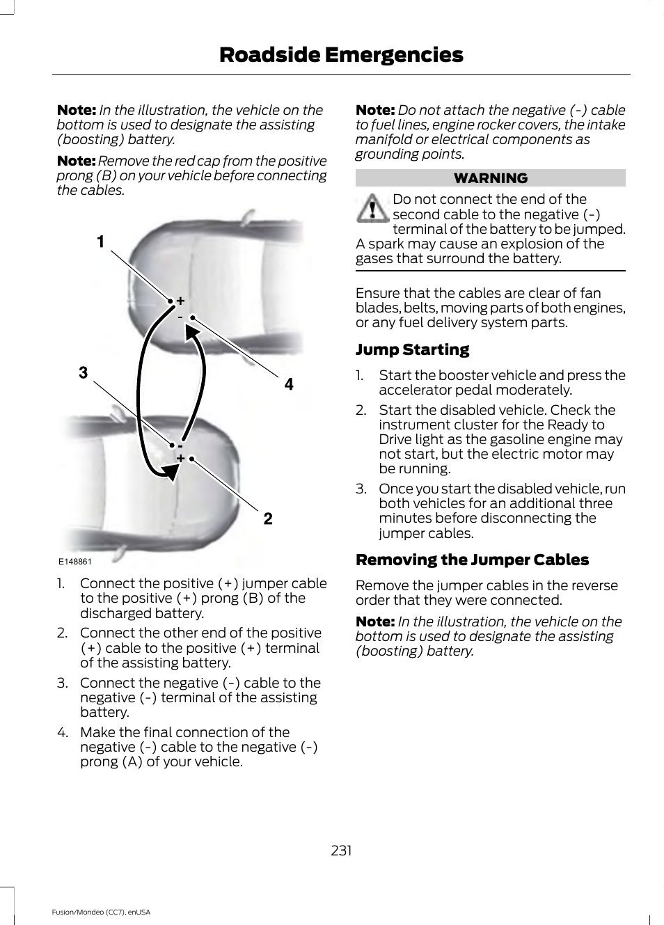 Roadside emergencies | FORD 2015 Fusion Hybrid User Manual | Page 234 / 498