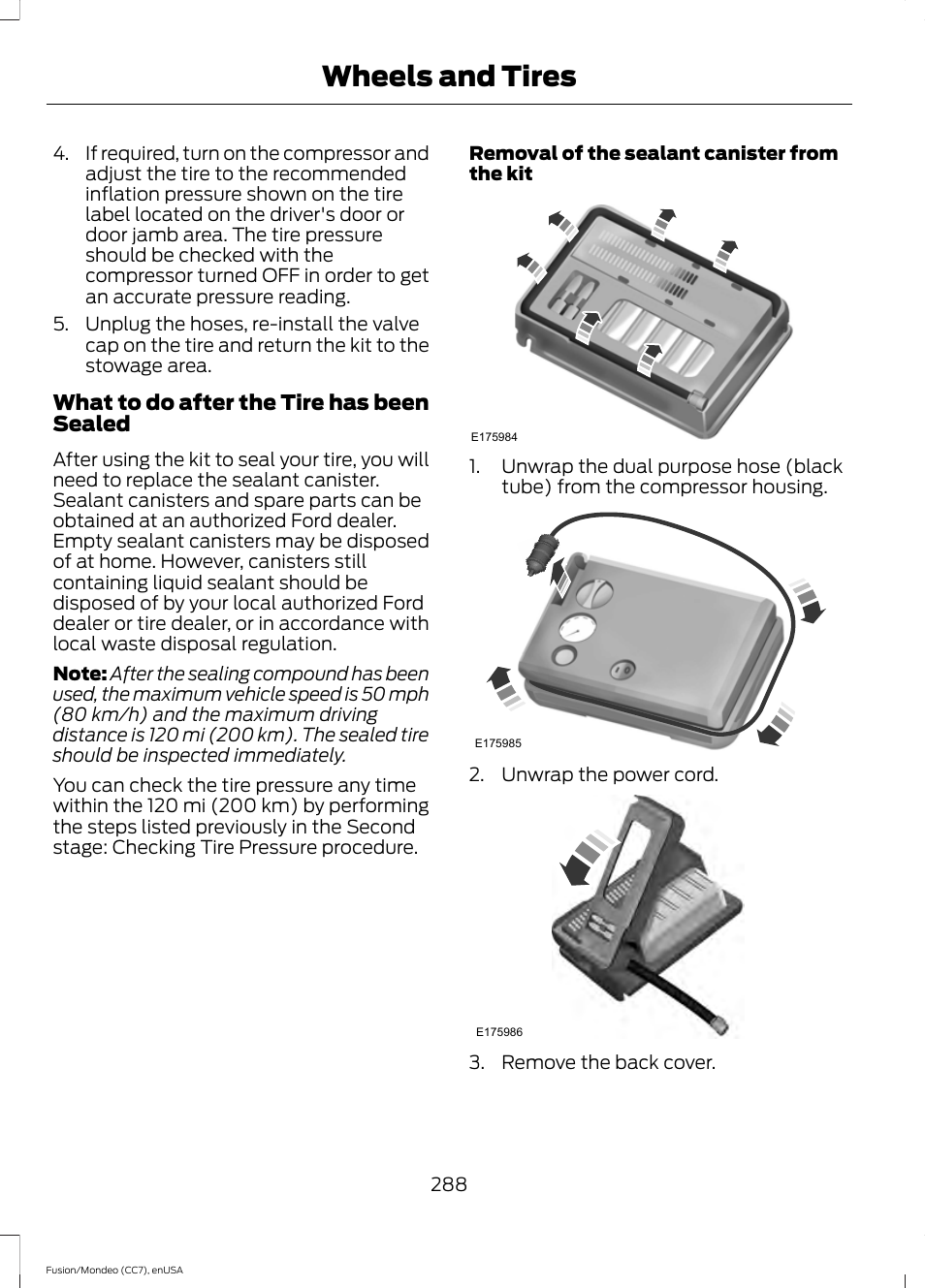 Wheels and tires | FORD 2015 Fusion Hybrid User Manual | Page 291 / 498