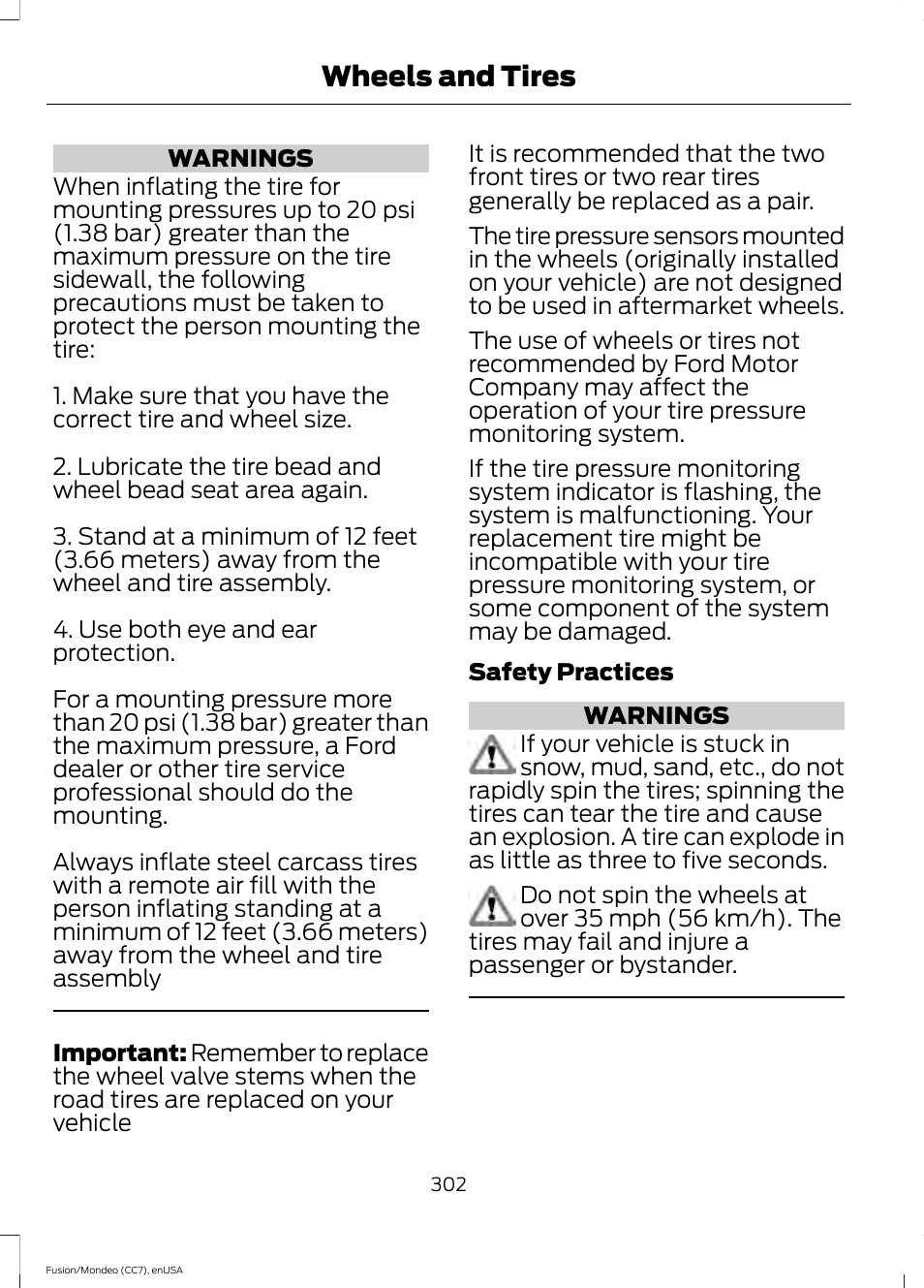 Wheels and tires | FORD 2015 Fusion Hybrid User Manual | Page 305 / 498