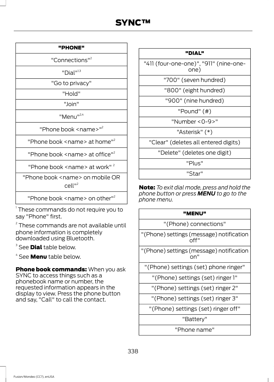 Sync | FORD 2015 Fusion Hybrid User Manual | Page 341 / 498