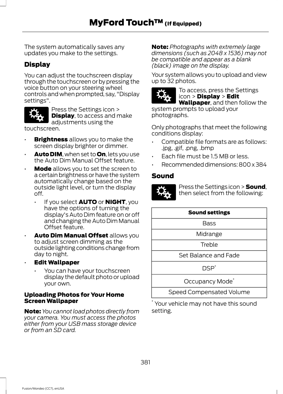 Myford touch | FORD 2015 Fusion Hybrid User Manual | Page 384 / 498