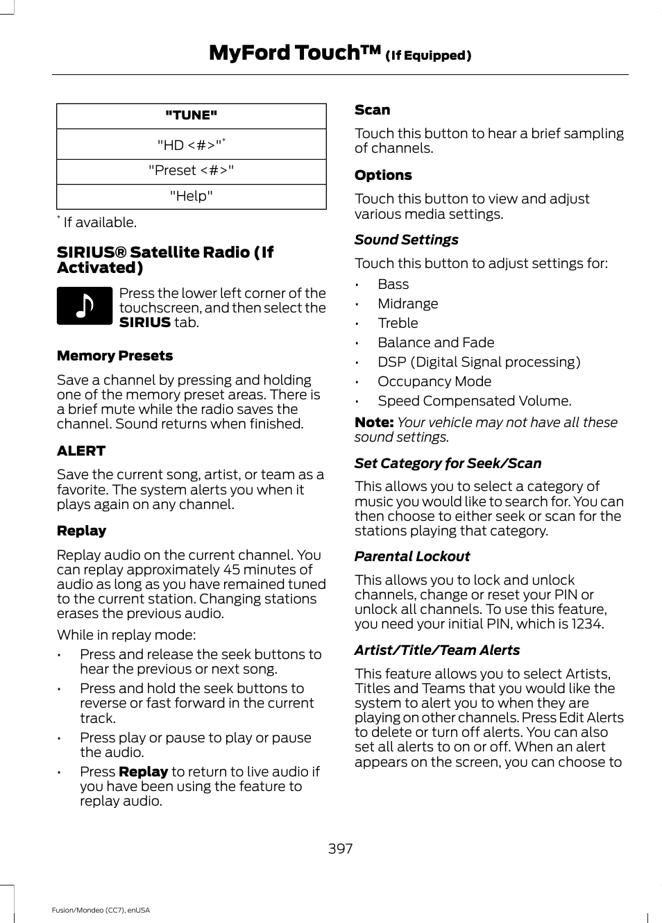 Myford touch | FORD 2015 Fusion Hybrid User Manual | Page 400 / 498