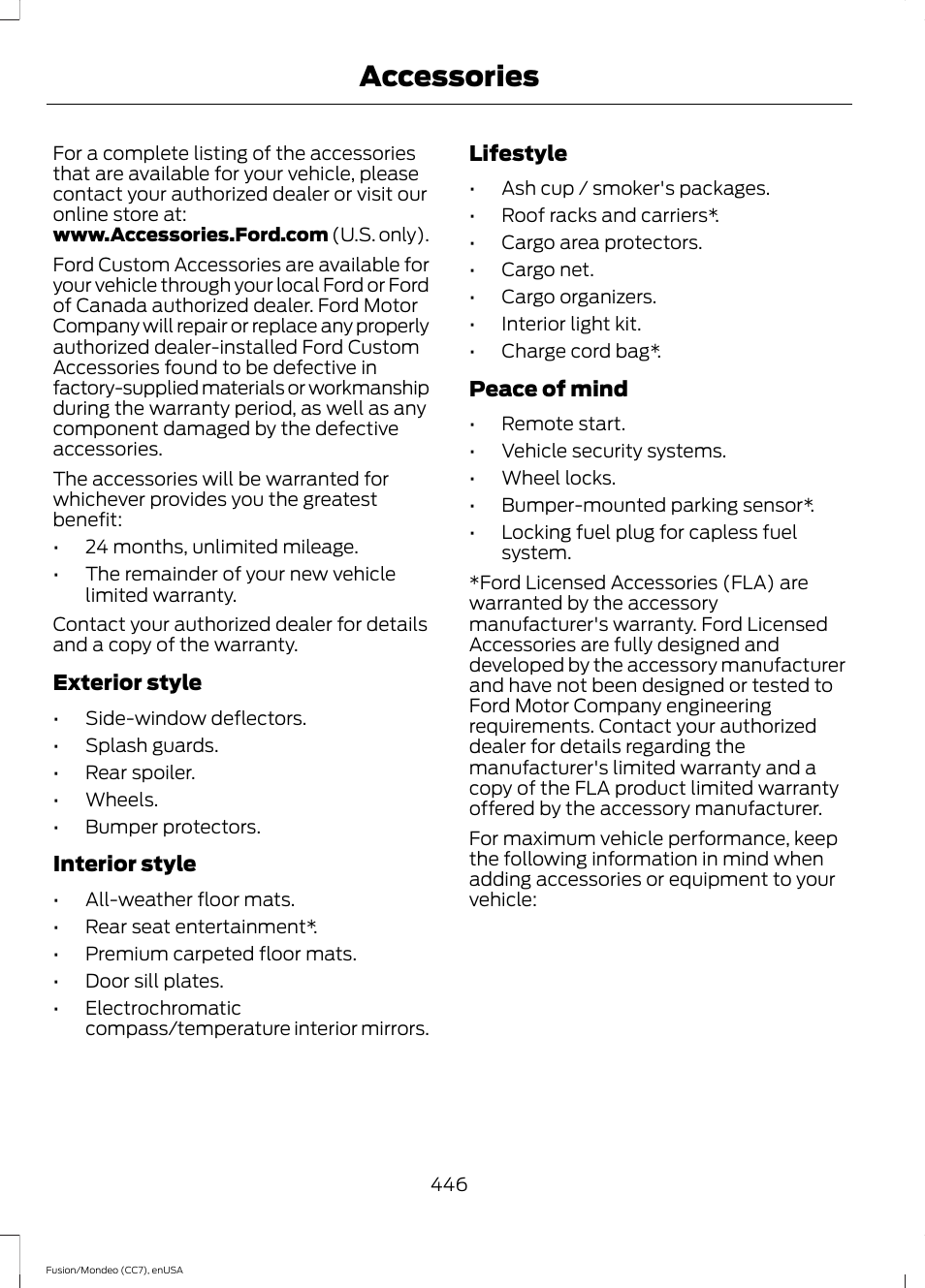 Accessories | FORD 2015 Fusion Hybrid User Manual | Page 449 / 498