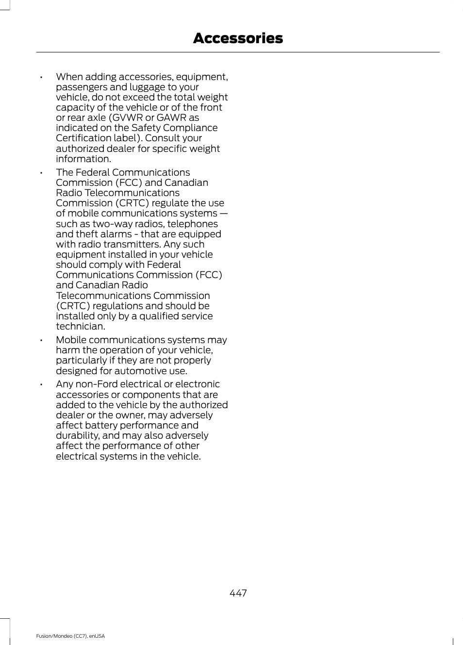 Accessories | FORD 2015 Fusion Hybrid User Manual | Page 450 / 498