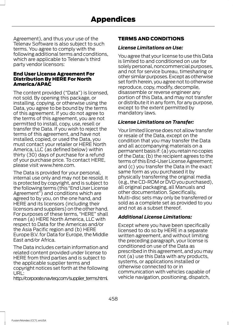 Appendices | FORD 2015 Fusion Hybrid User Manual | Page 461 / 498