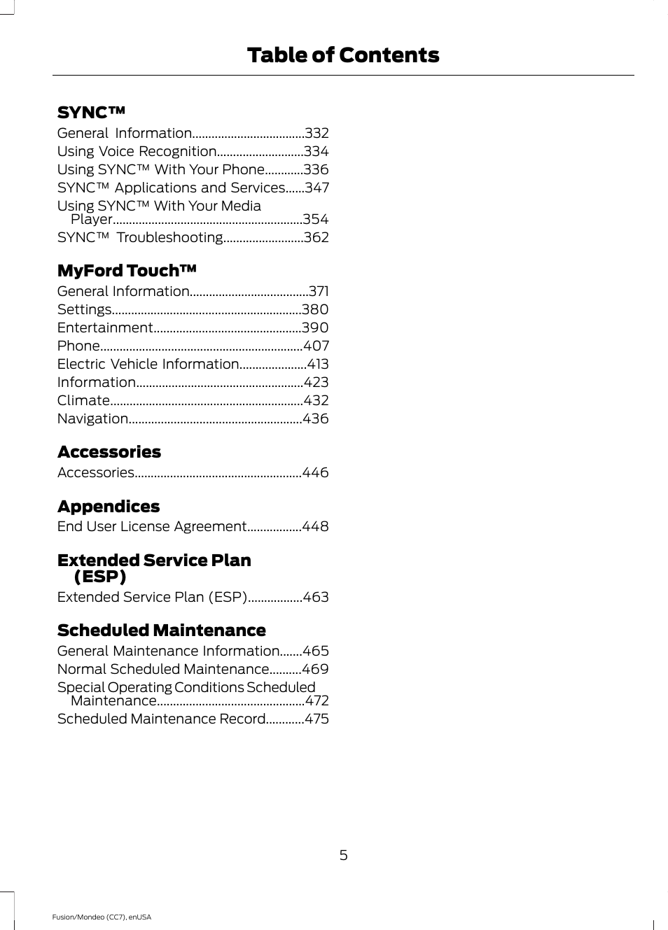 FORD 2015 Fusion Hybrid User Manual | Page 8 / 498