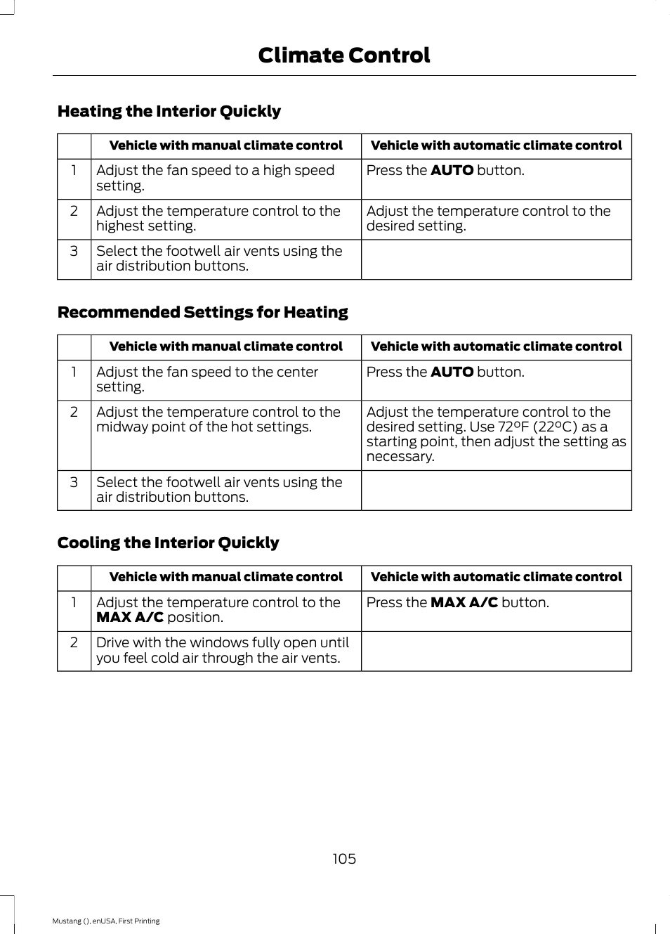 Climate control | FORD 2015 Mustang User Manual | Page 108 / 441