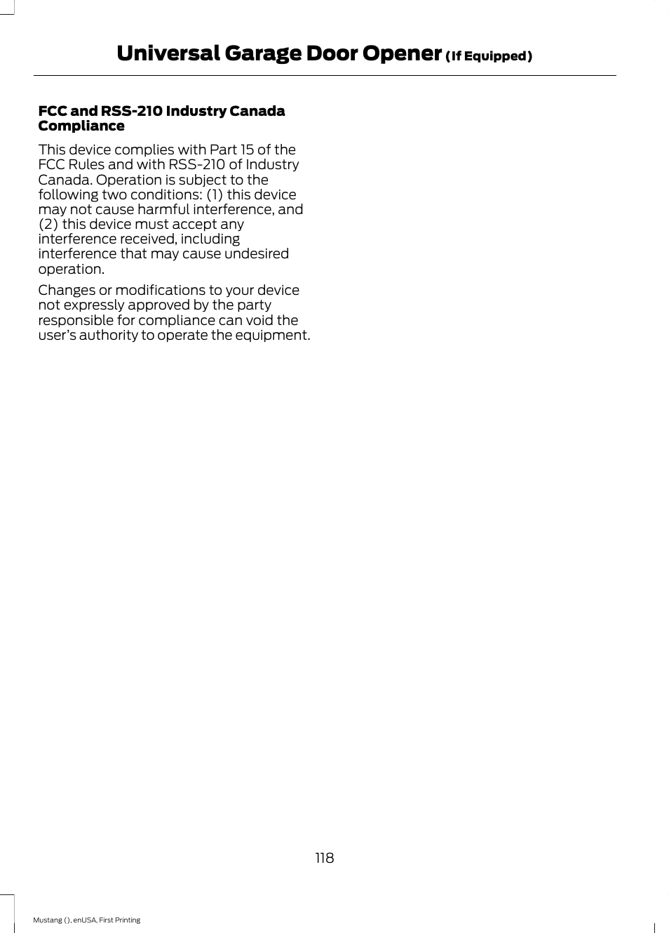 Universal garage door opener | FORD 2015 Mustang User Manual | Page 121 / 441