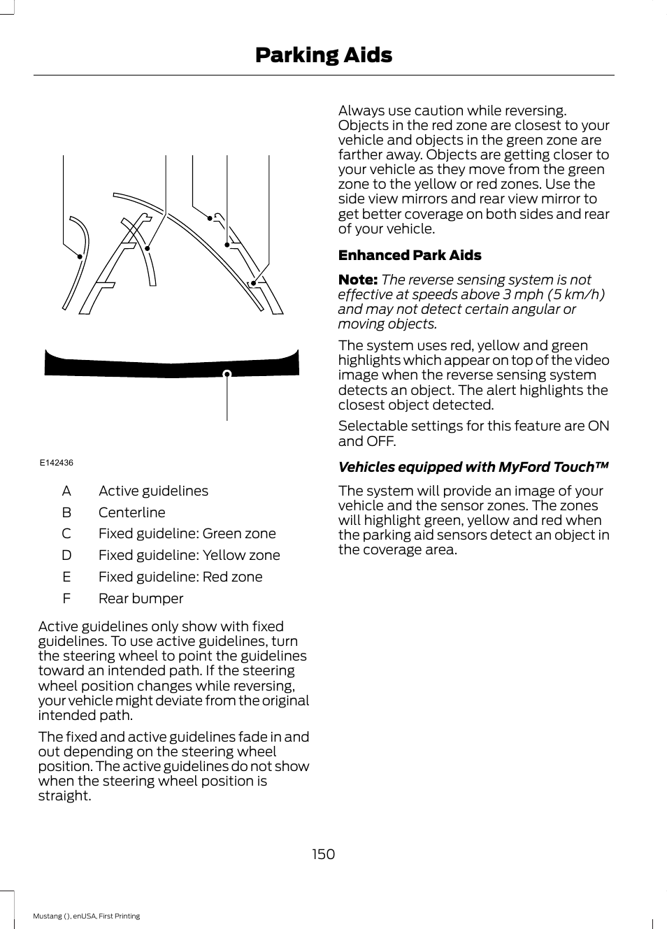 Parking aids | FORD 2015 Mustang User Manual | Page 153 / 441