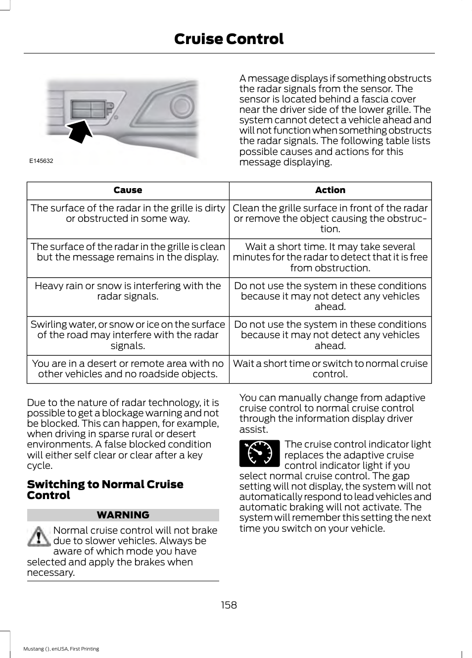 Cruise control | FORD 2015 Mustang User Manual | Page 161 / 441