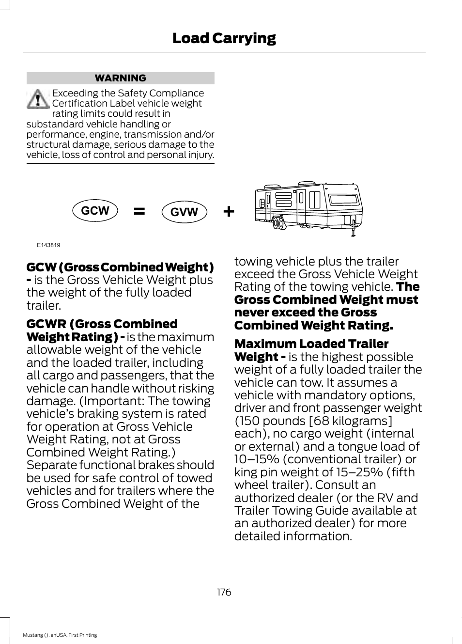 Load carrying | FORD 2015 Mustang User Manual | Page 179 / 441