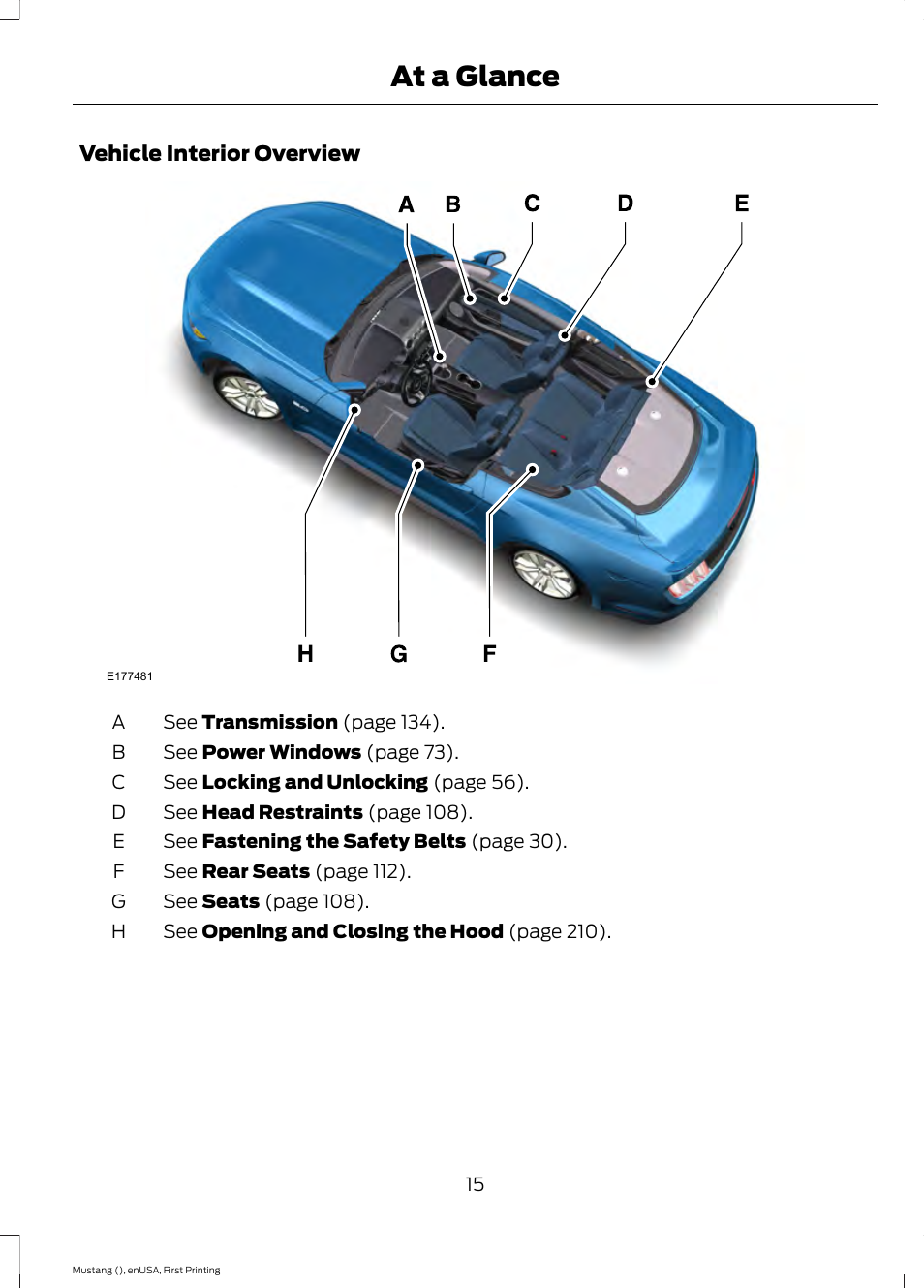 At a glance | FORD 2015 Mustang User Manual | Page 18 / 441