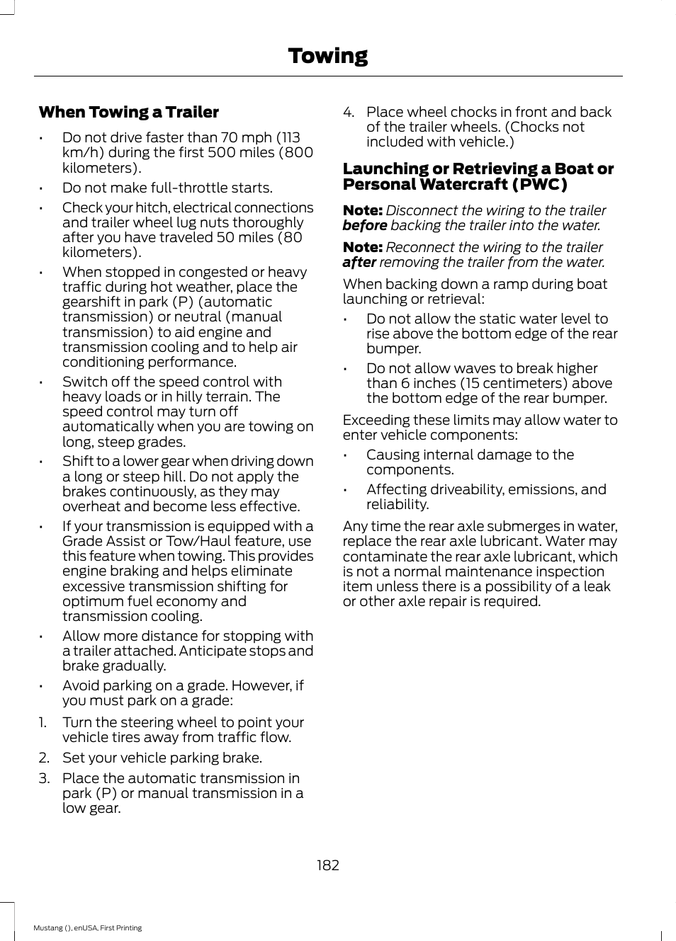 Towing | FORD 2015 Mustang User Manual | Page 185 / 441