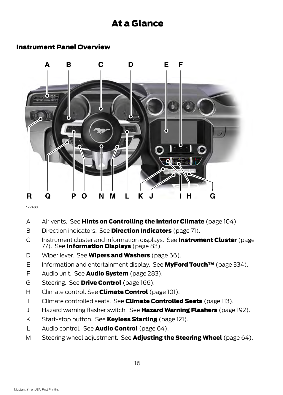 At a glance | FORD 2015 Mustang User Manual | Page 19 / 441