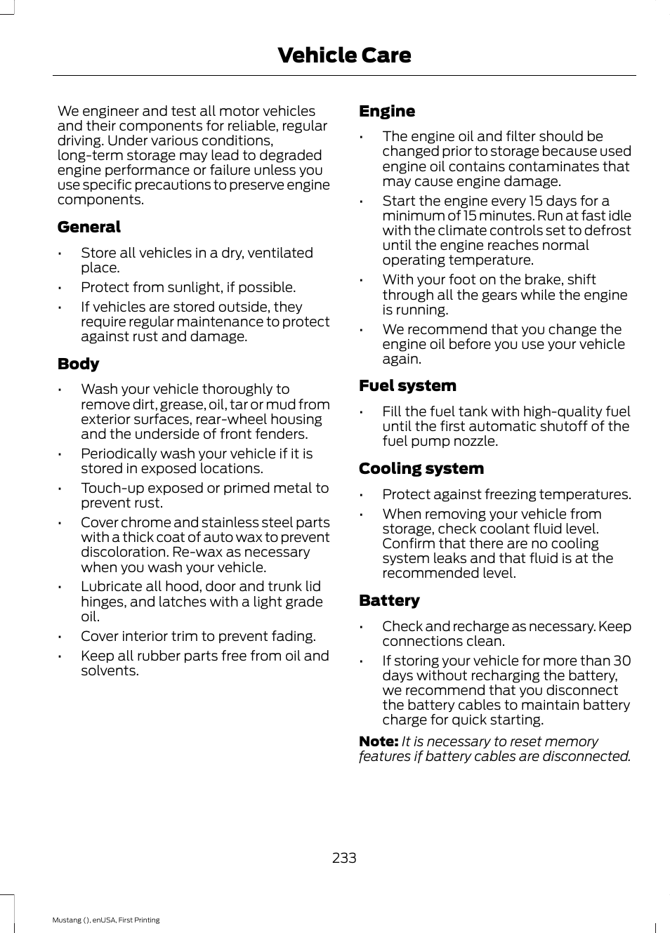 Vehicle care | FORD 2015 Mustang User Manual | Page 236 / 441