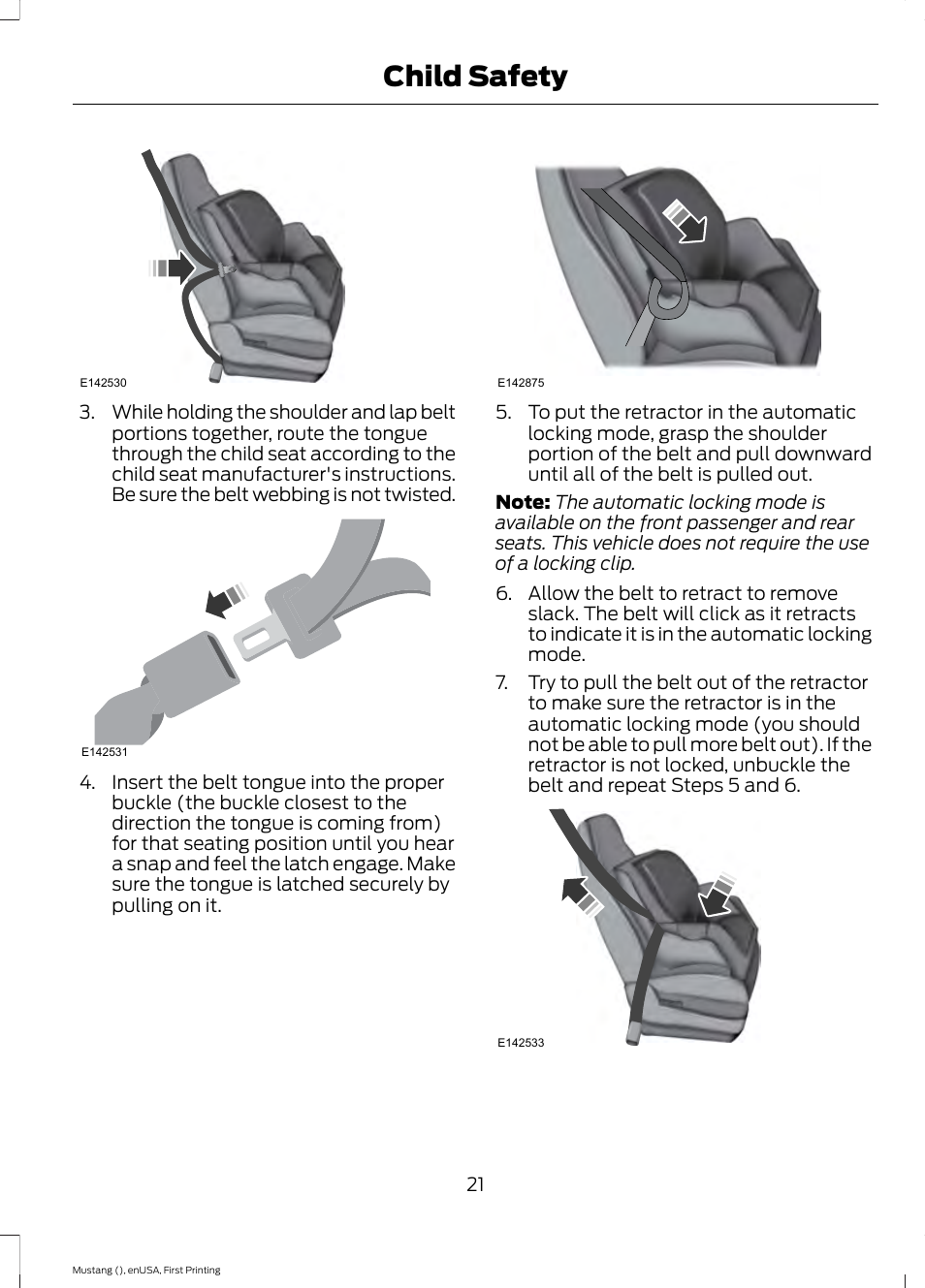 Child safety | FORD 2015 Mustang User Manual | Page 24 / 441