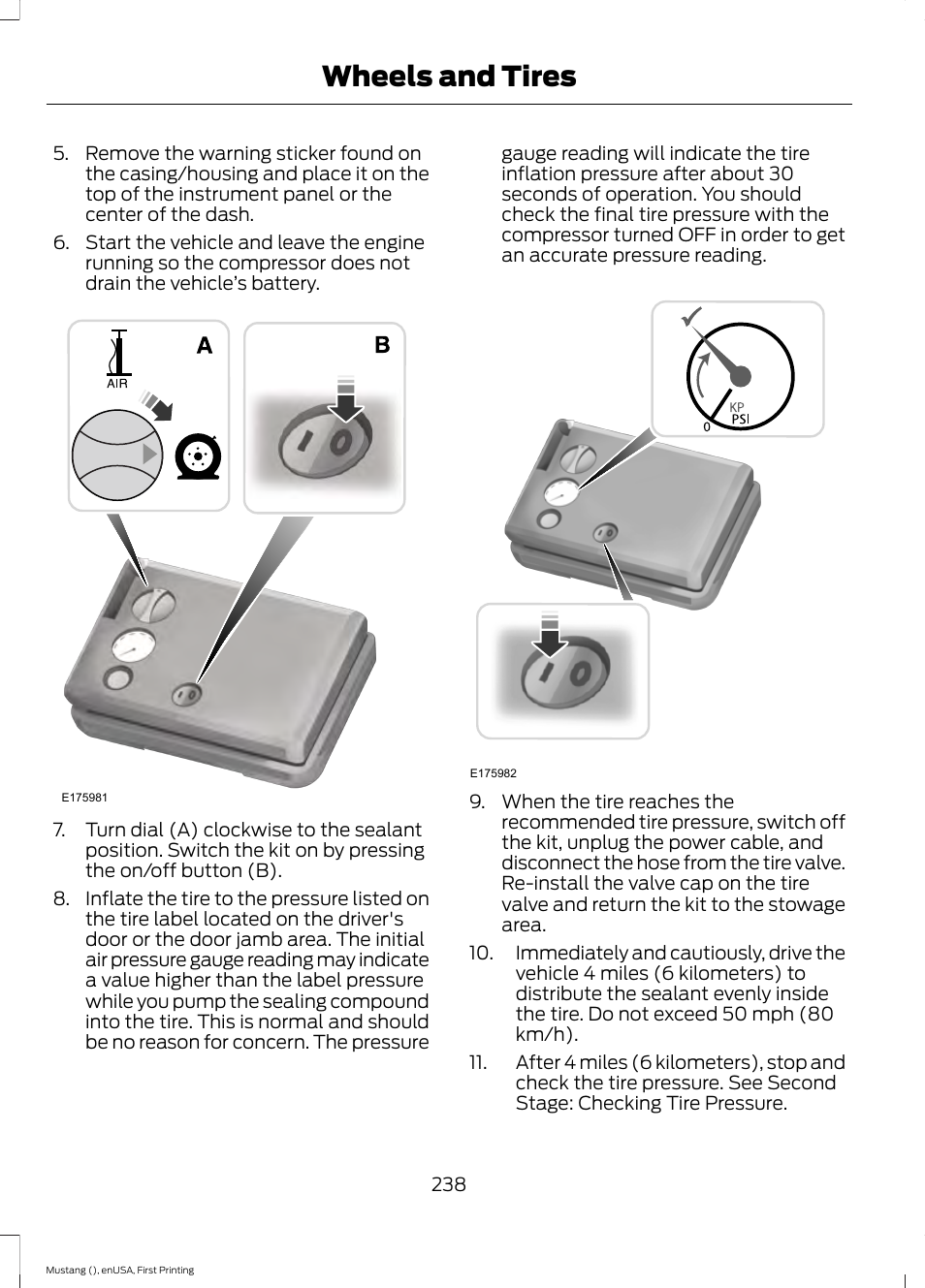 Wheels and tires | FORD 2015 Mustang User Manual | Page 241 / 441
