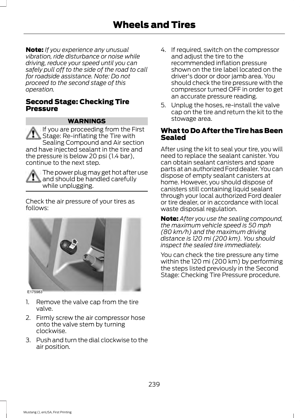 Wheels and tires | FORD 2015 Mustang User Manual | Page 242 / 441