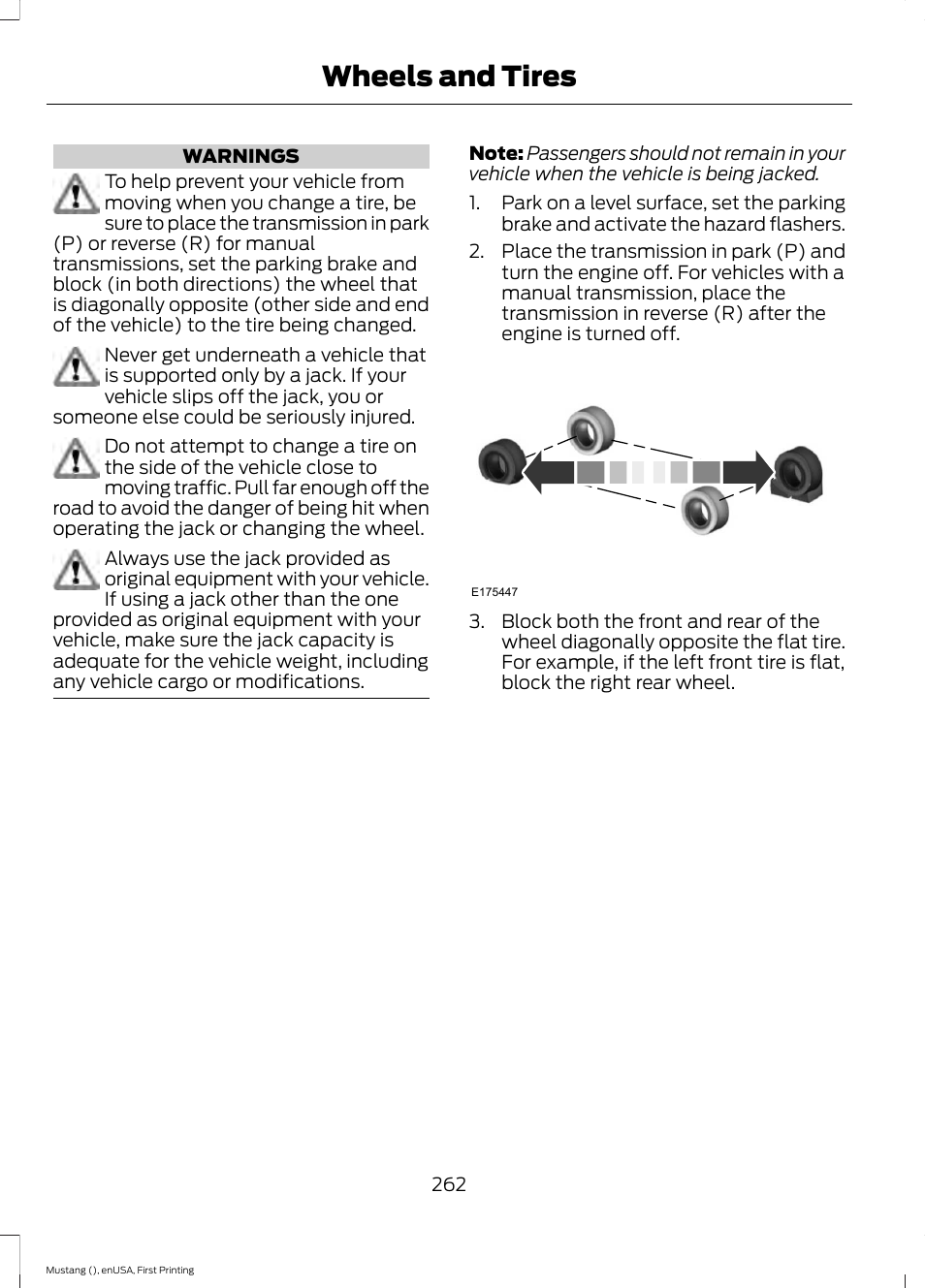 Wheels and tires | FORD 2015 Mustang User Manual | Page 265 / 441