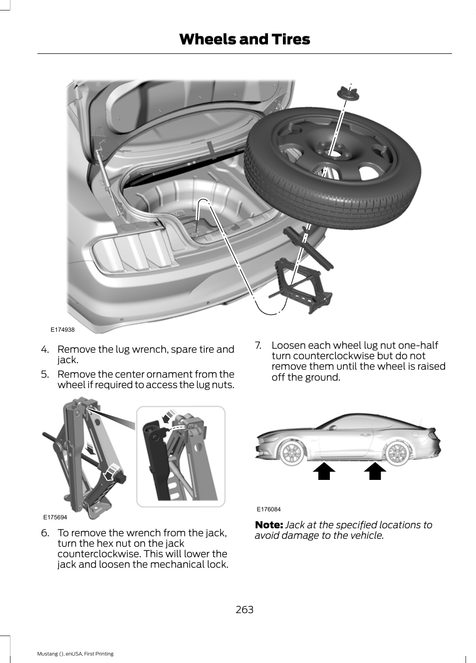 Wheels and tires | FORD 2015 Mustang User Manual | Page 266 / 441