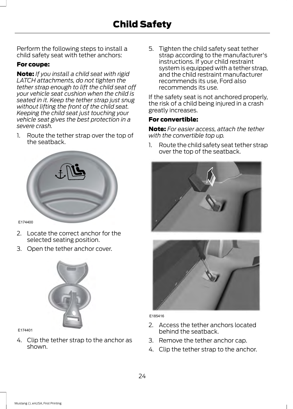 Child safety | FORD 2015 Mustang User Manual | Page 27 / 441