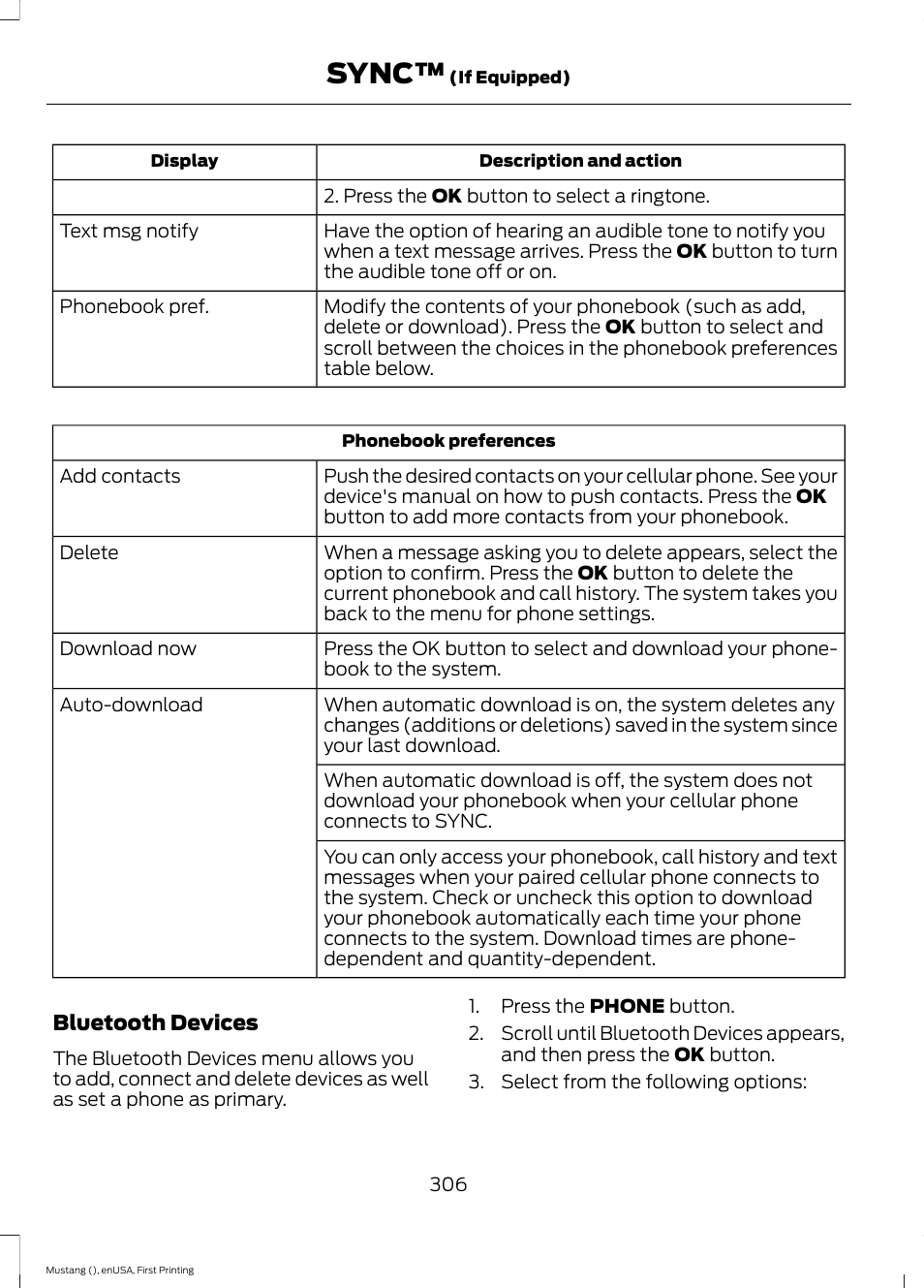 Sync | FORD 2015 Mustang User Manual | Page 309 / 441