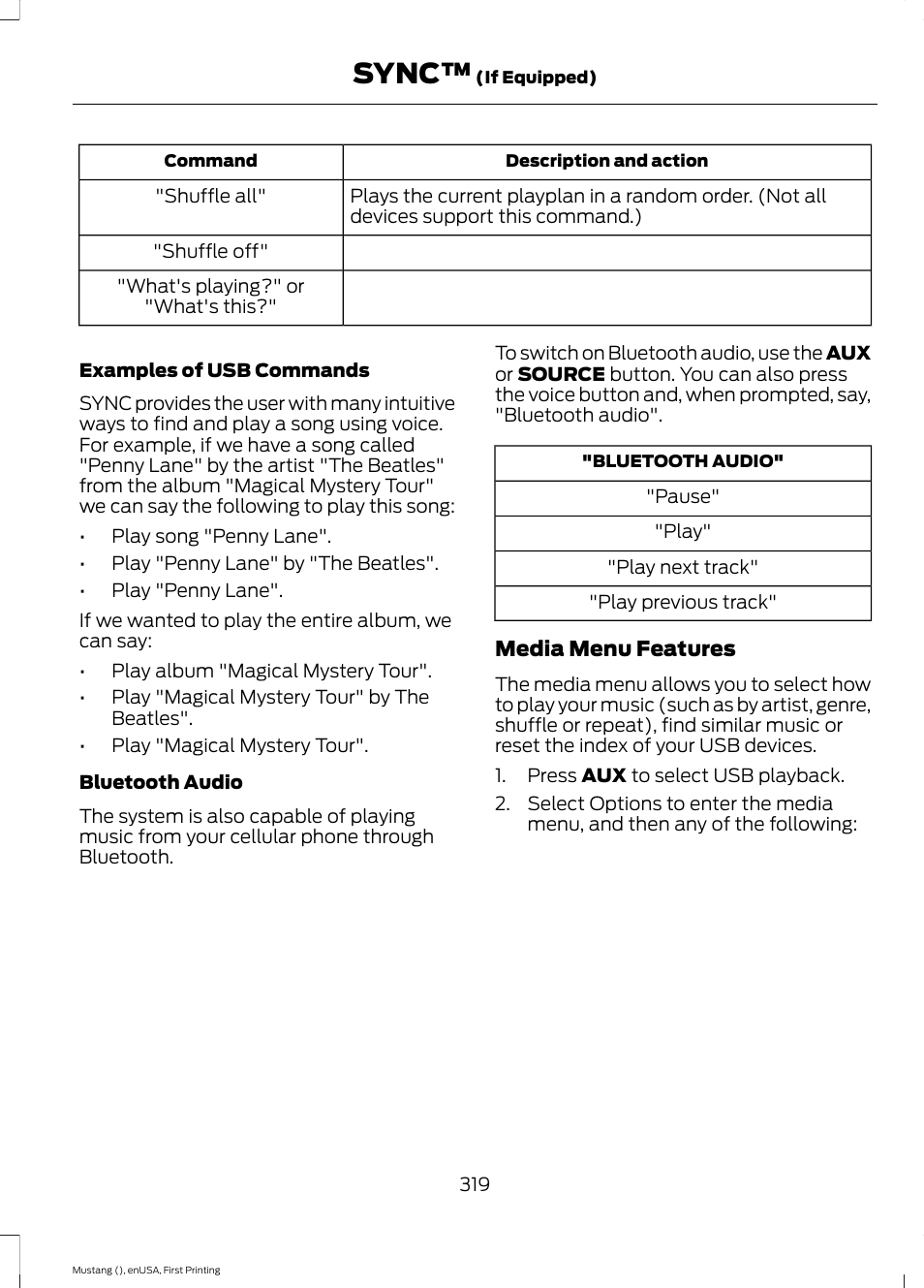 Sync | FORD 2015 Mustang User Manual | Page 322 / 441