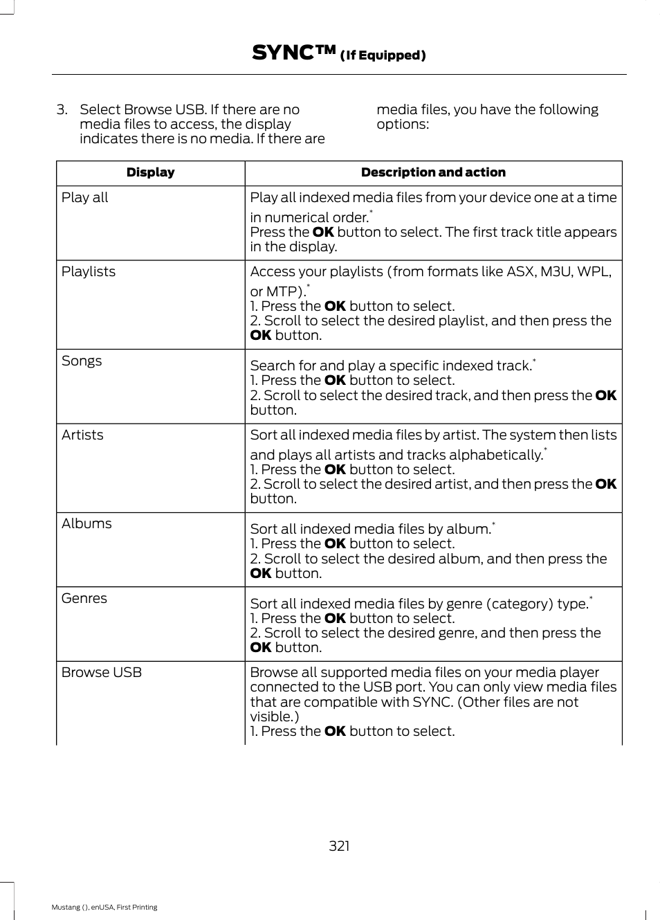 Sync | FORD 2015 Mustang User Manual | Page 324 / 441