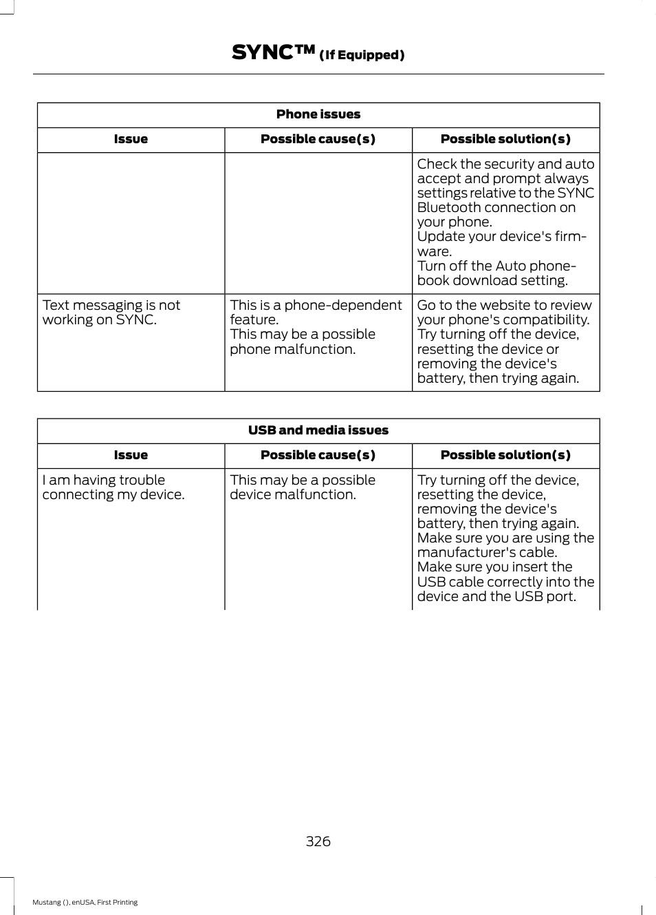 Sync | FORD 2015 Mustang User Manual | Page 329 / 441