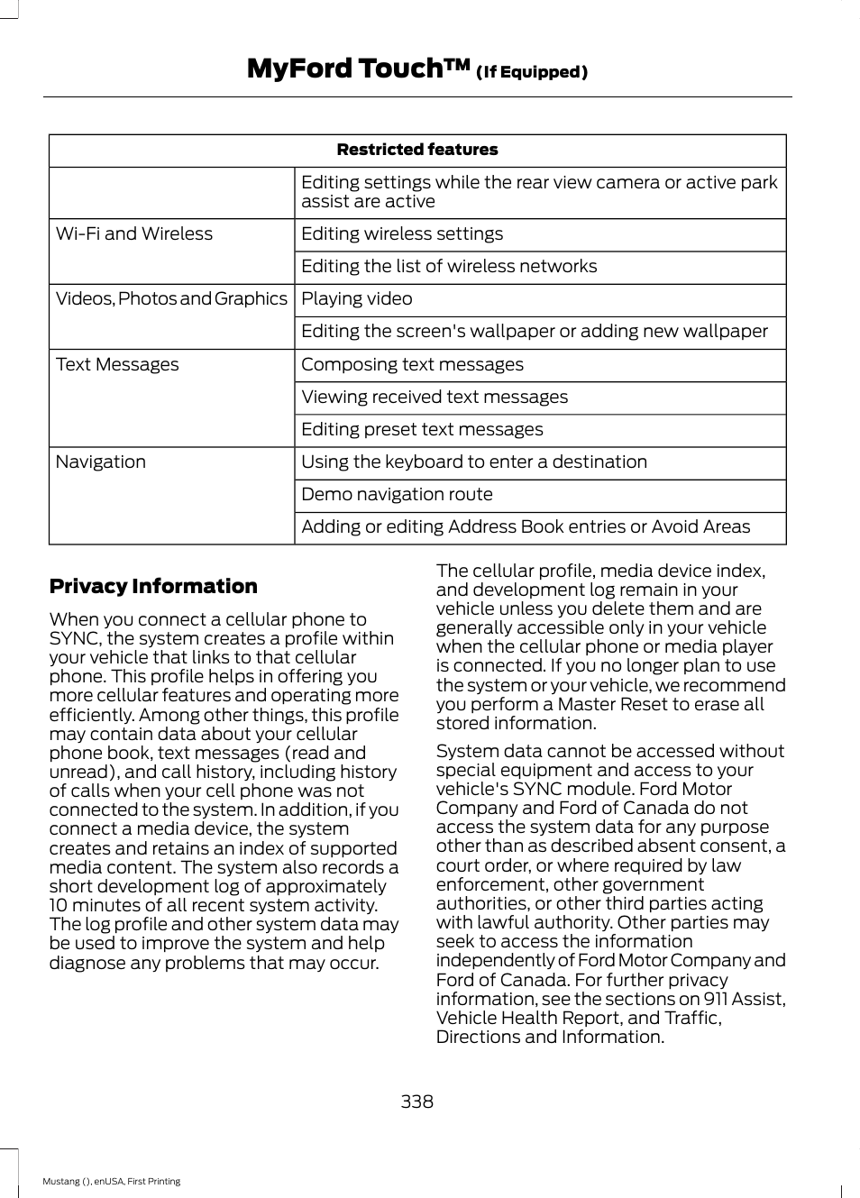 Myford touch | FORD 2015 Mustang User Manual | Page 341 / 441