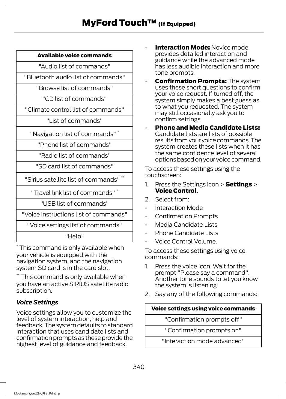 Myford touch | FORD 2015 Mustang User Manual | Page 343 / 441