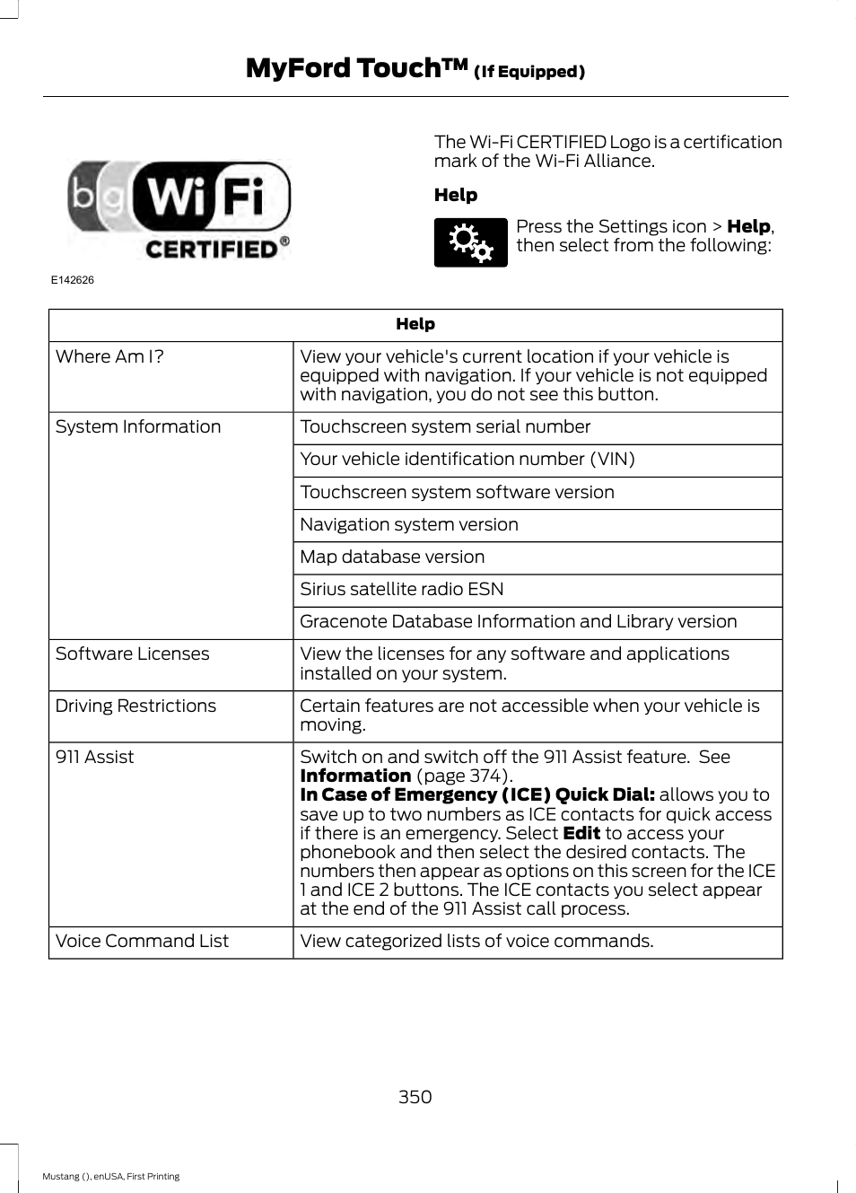 Myford touch | FORD 2015 Mustang User Manual | Page 353 / 441