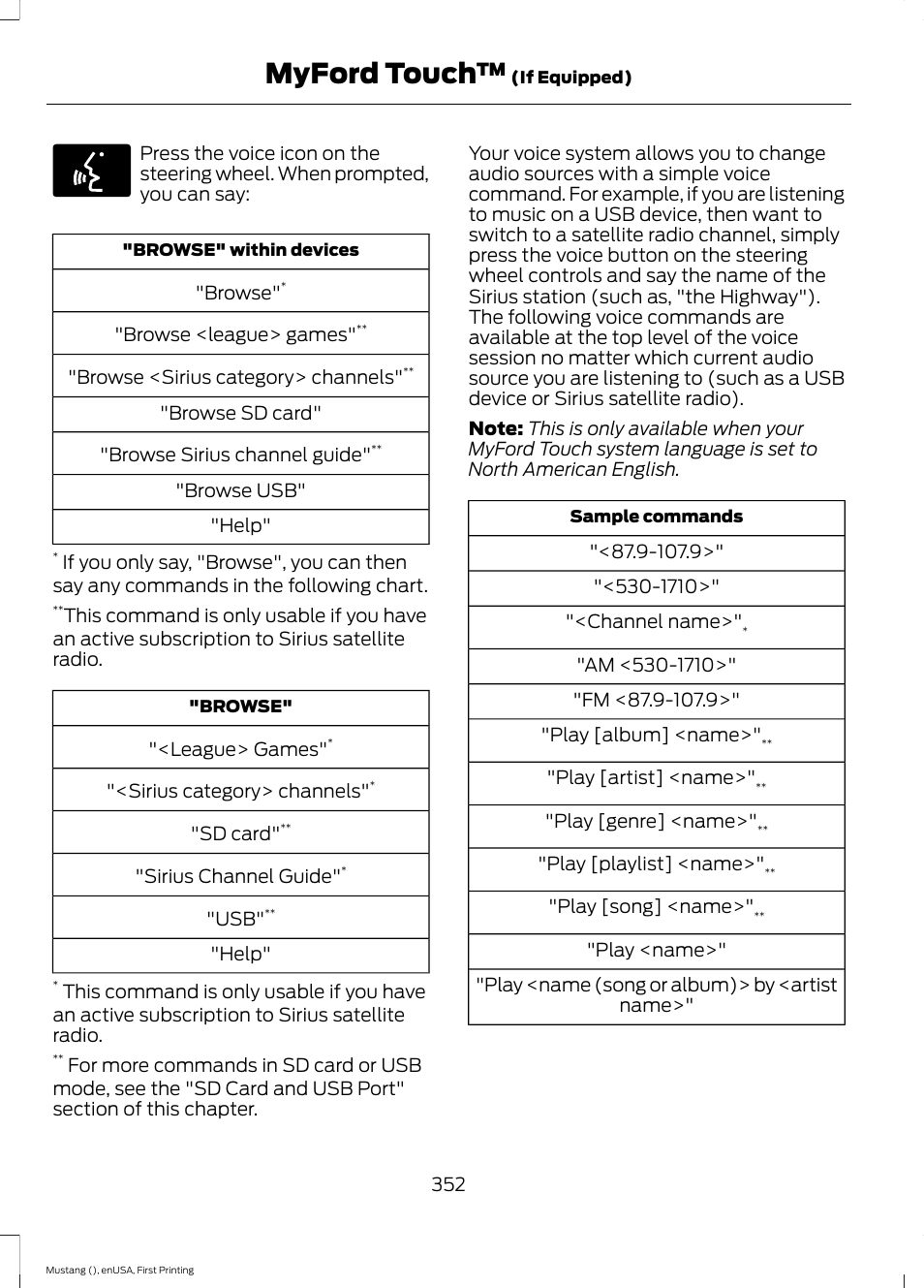 Myford touch | FORD 2015 Mustang User Manual | Page 355 / 441